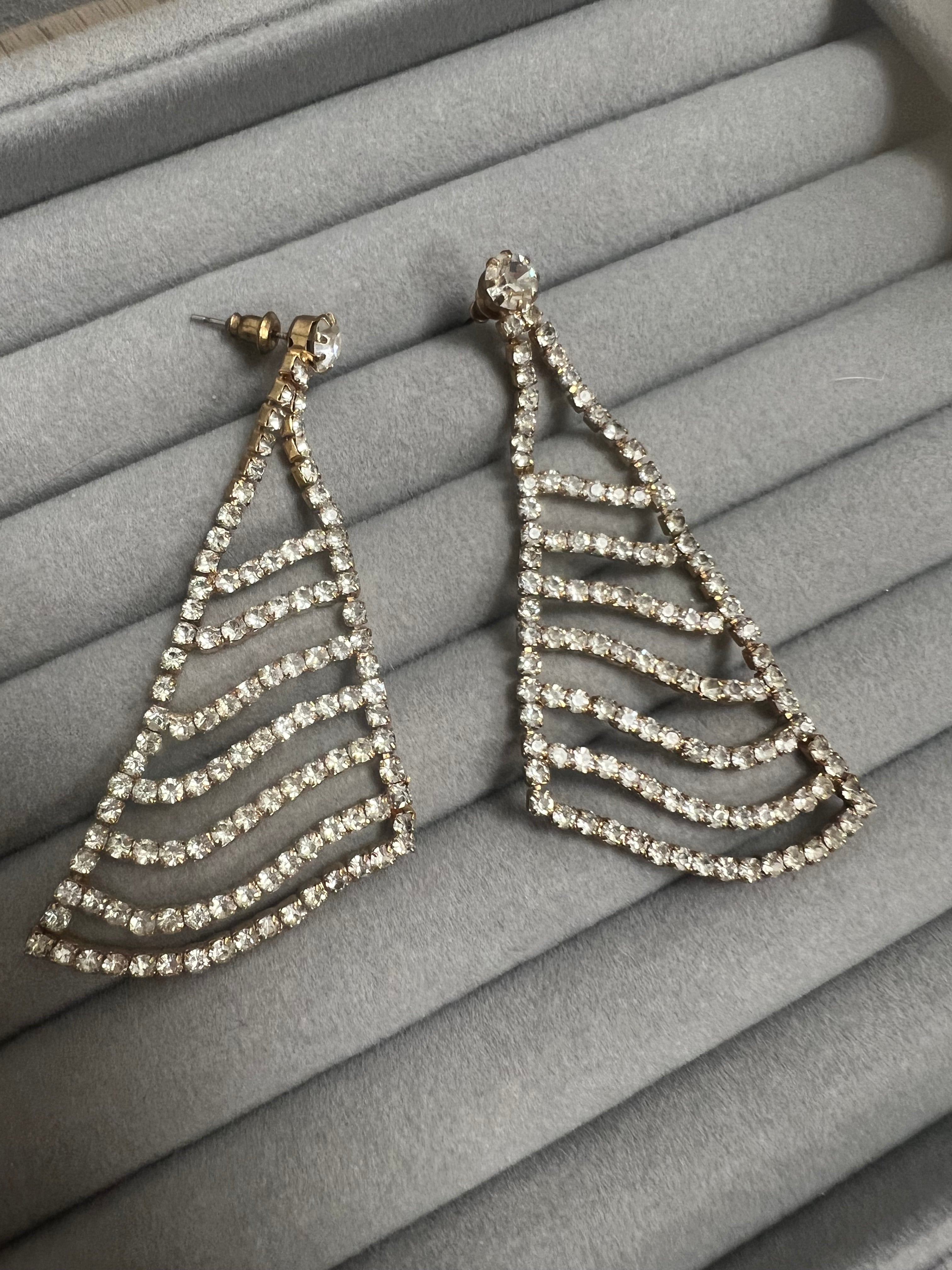 long crystal drop earrings circa 1970's ALTC0525