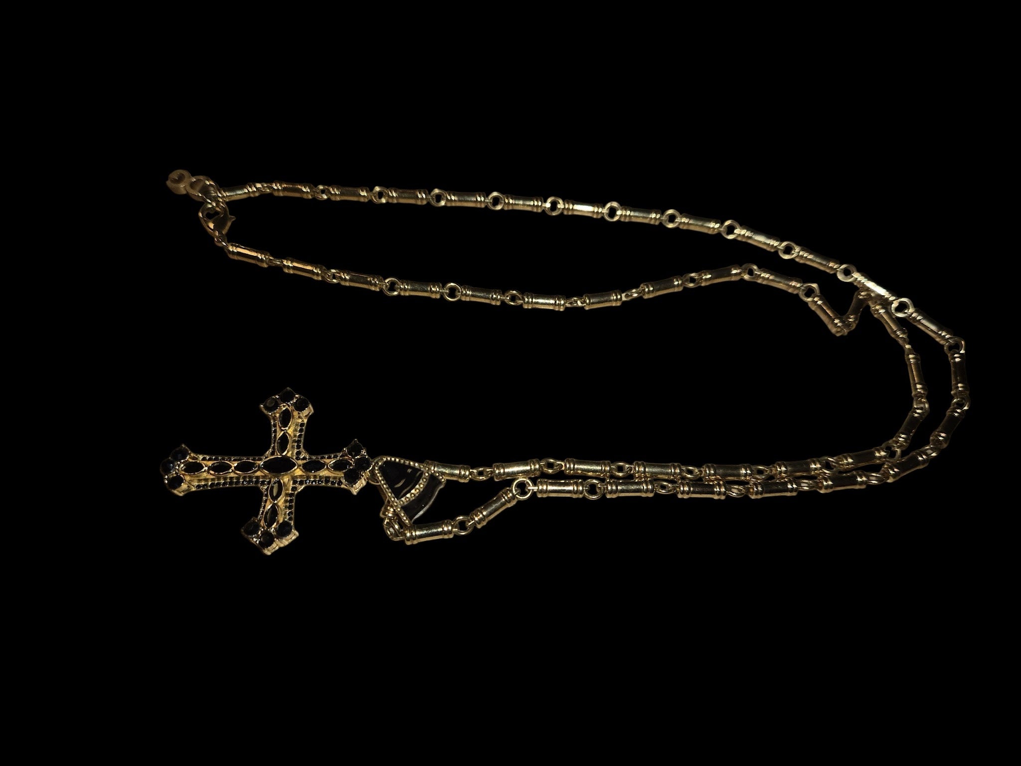 Dolce & Gabbana Necklace Gold With cross And Black crystals DG1706A