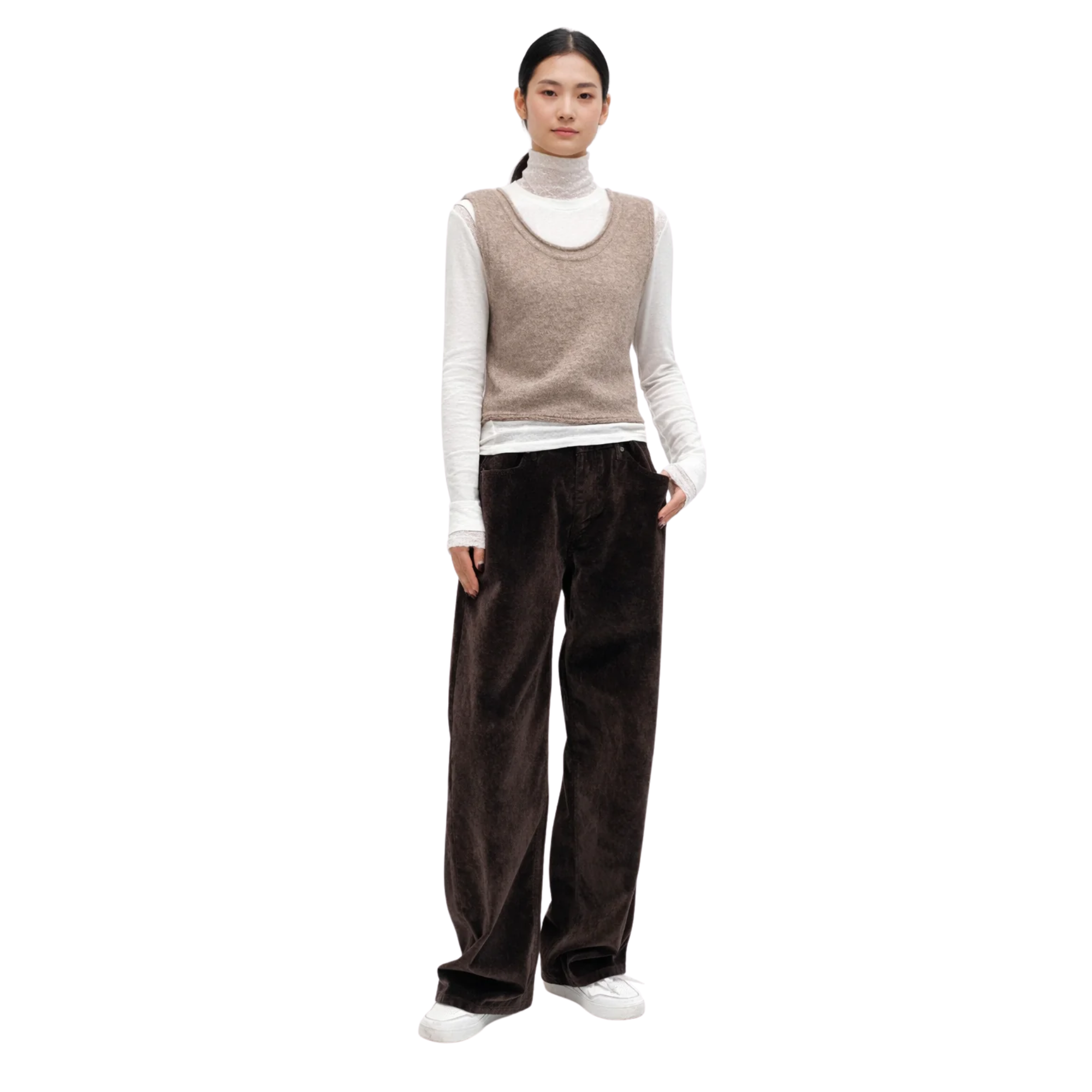 ADJUSTABLE WAISTLINE DENIM TROUSERS