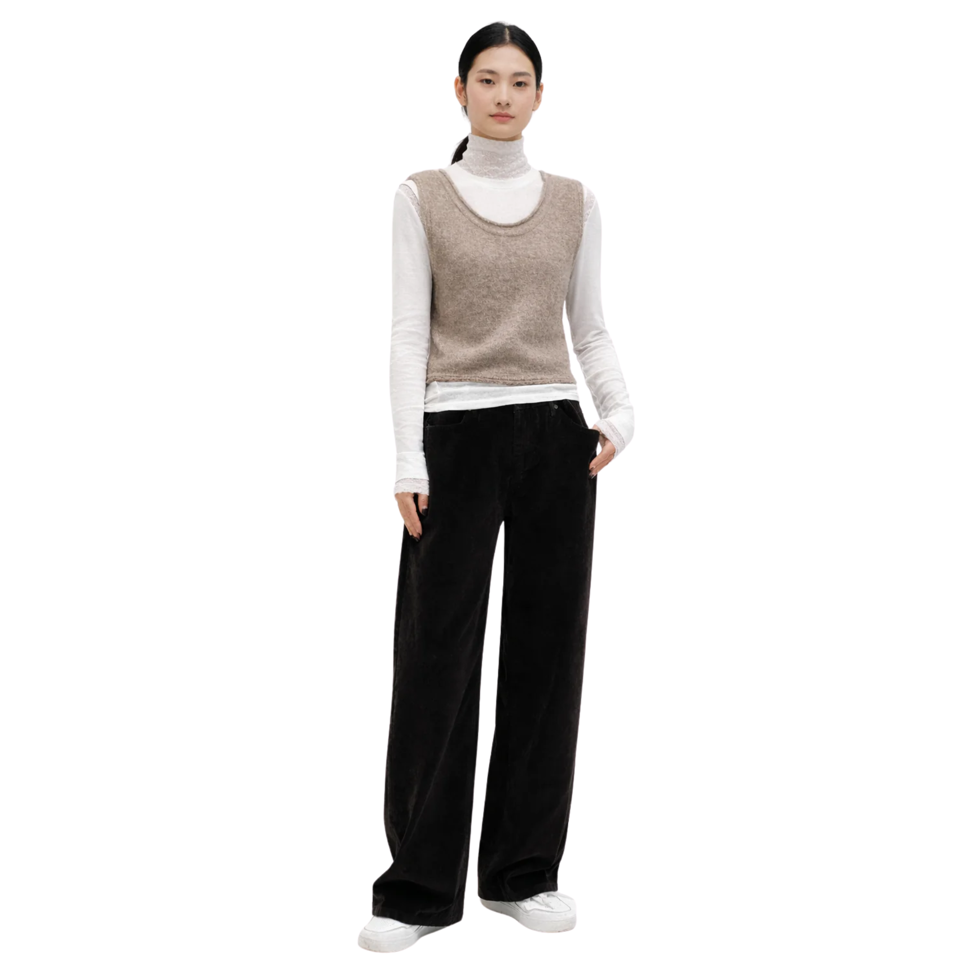 ADJUSTABLE WAISTLINE DENIM TROUSERS