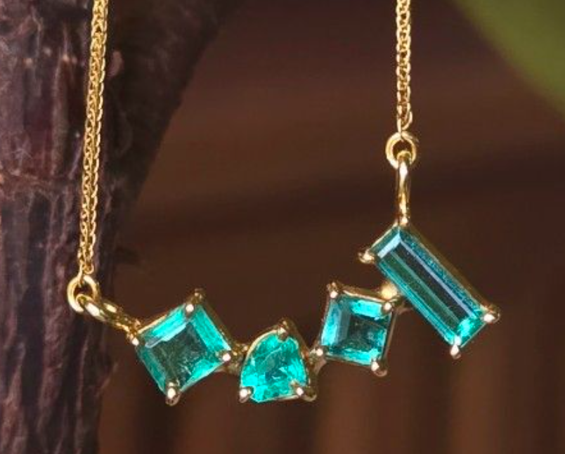 Natural Emerald Necklace with 18K gold SKH1118