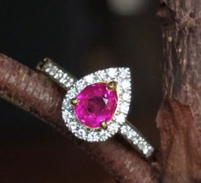 0.76ct Unheated Burma Ruby with natural diamonds in 18K gold SKH1139