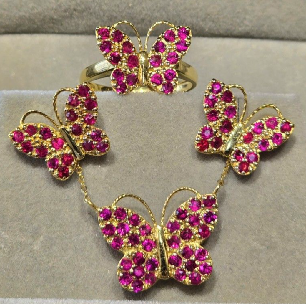 8.5ct Unheated Burma Ruby Set (Necklace, Ring, Earrings) SKH1132