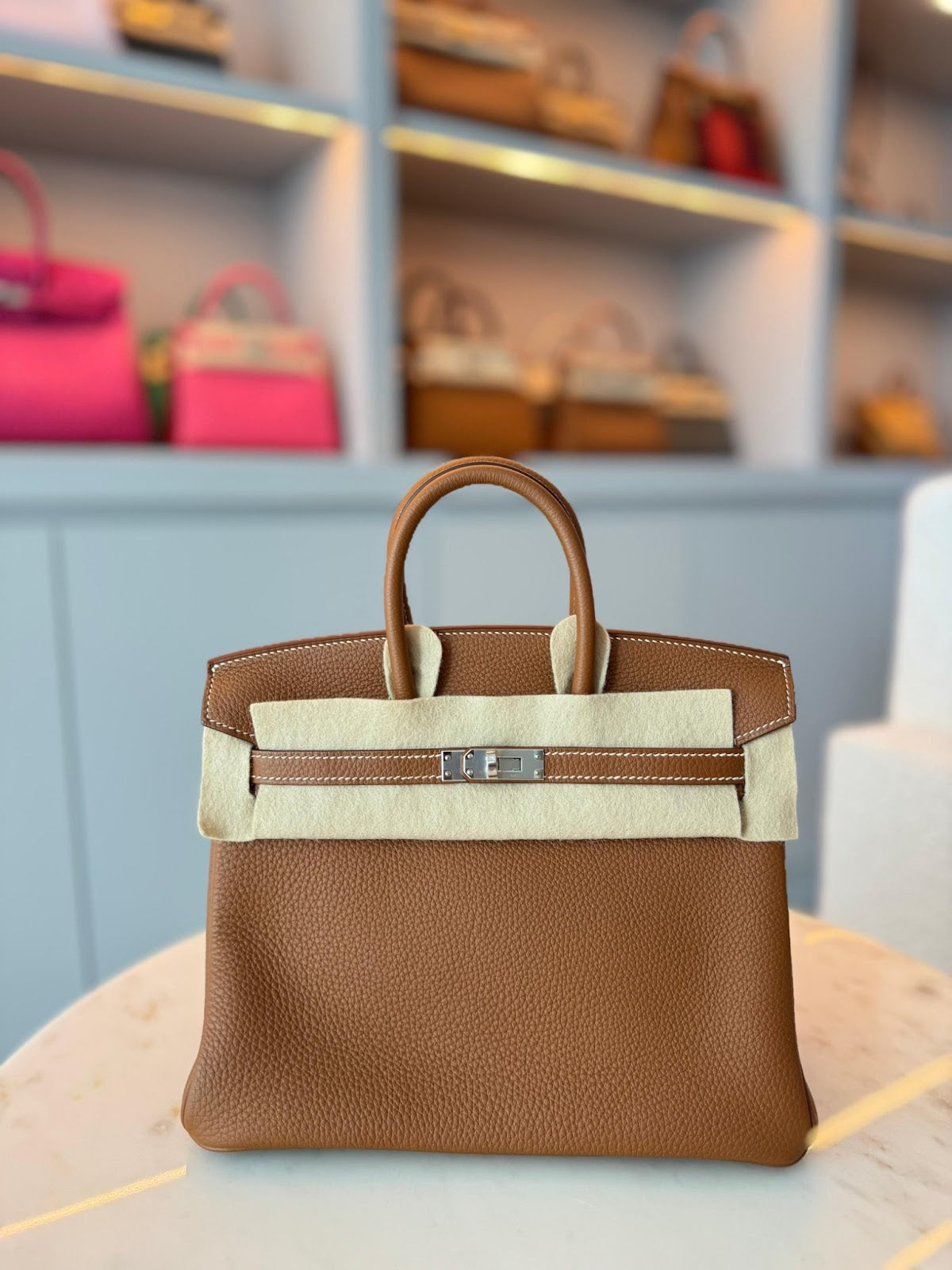 Birkin 25 Gold Togo Leather with Palladium Hardware AGC3188