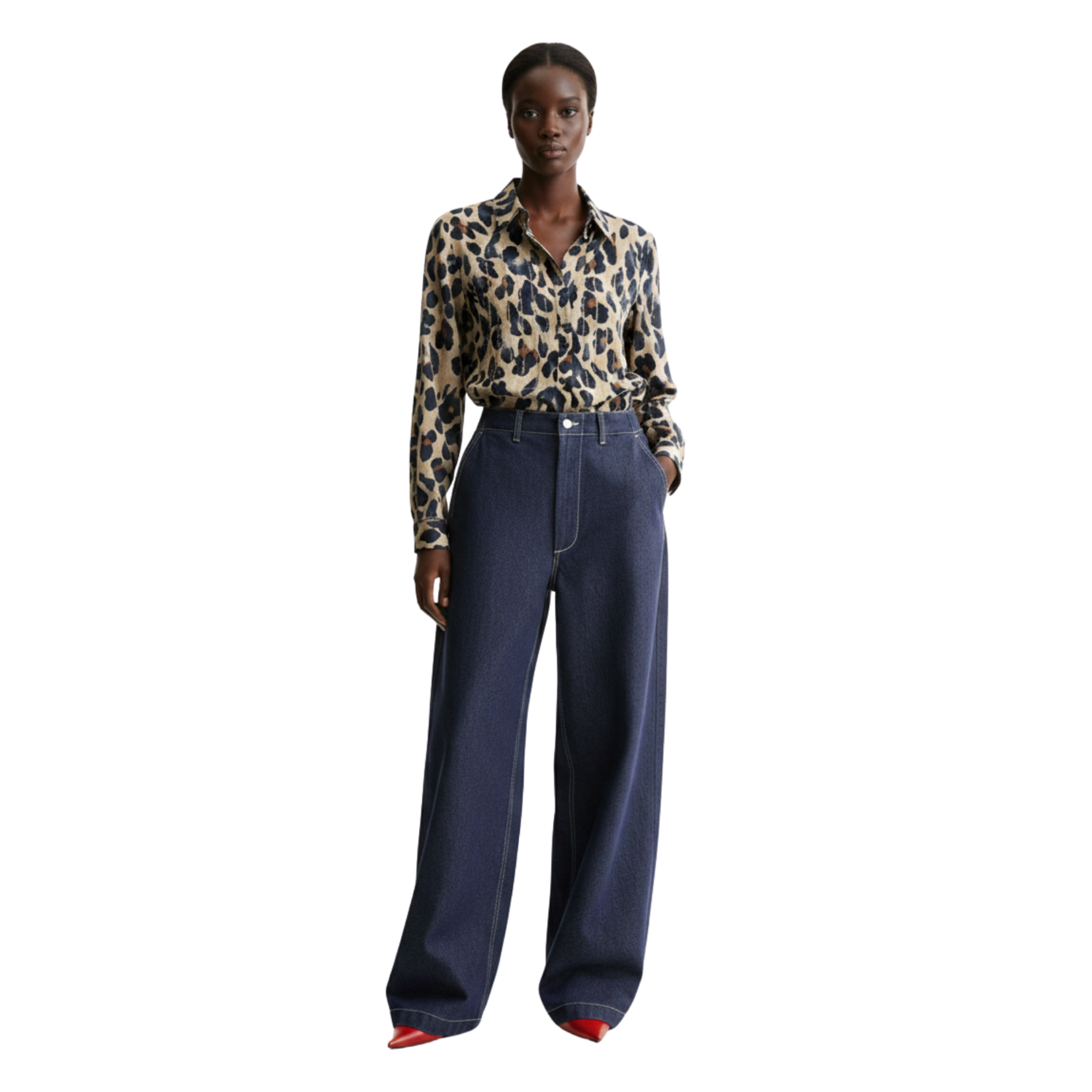 Animal Print Loose Fit Embellished Blouse بلوزةMargo