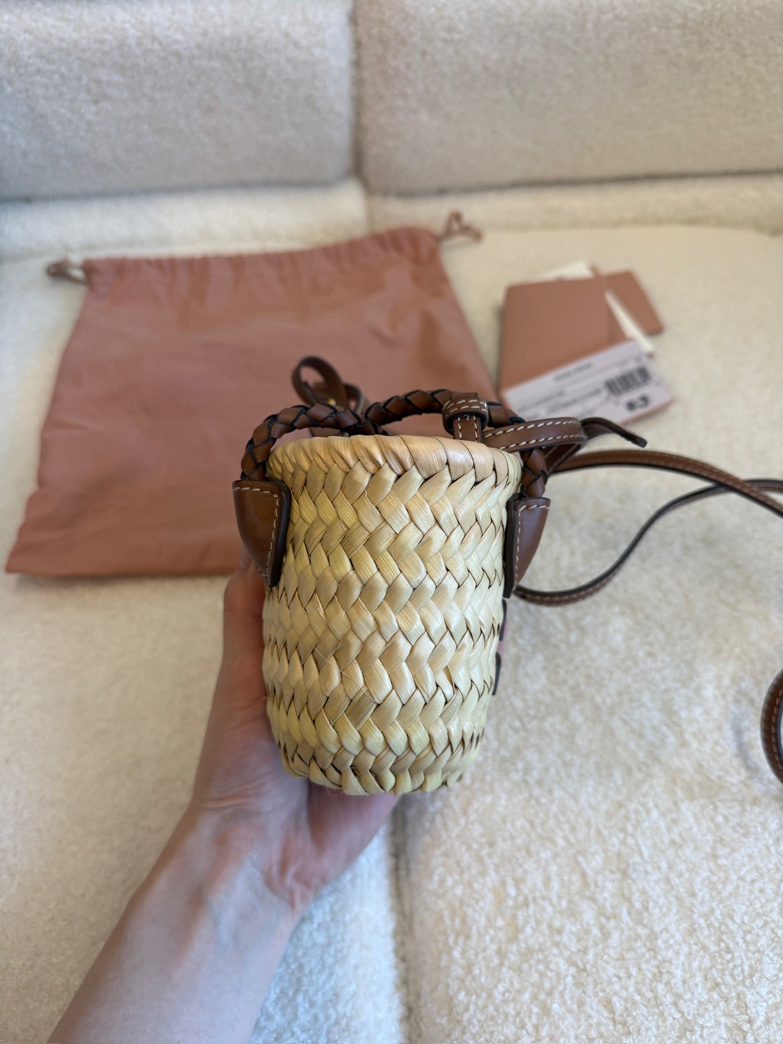 Miu Miu Palmito Lettering Woven Basket Bag