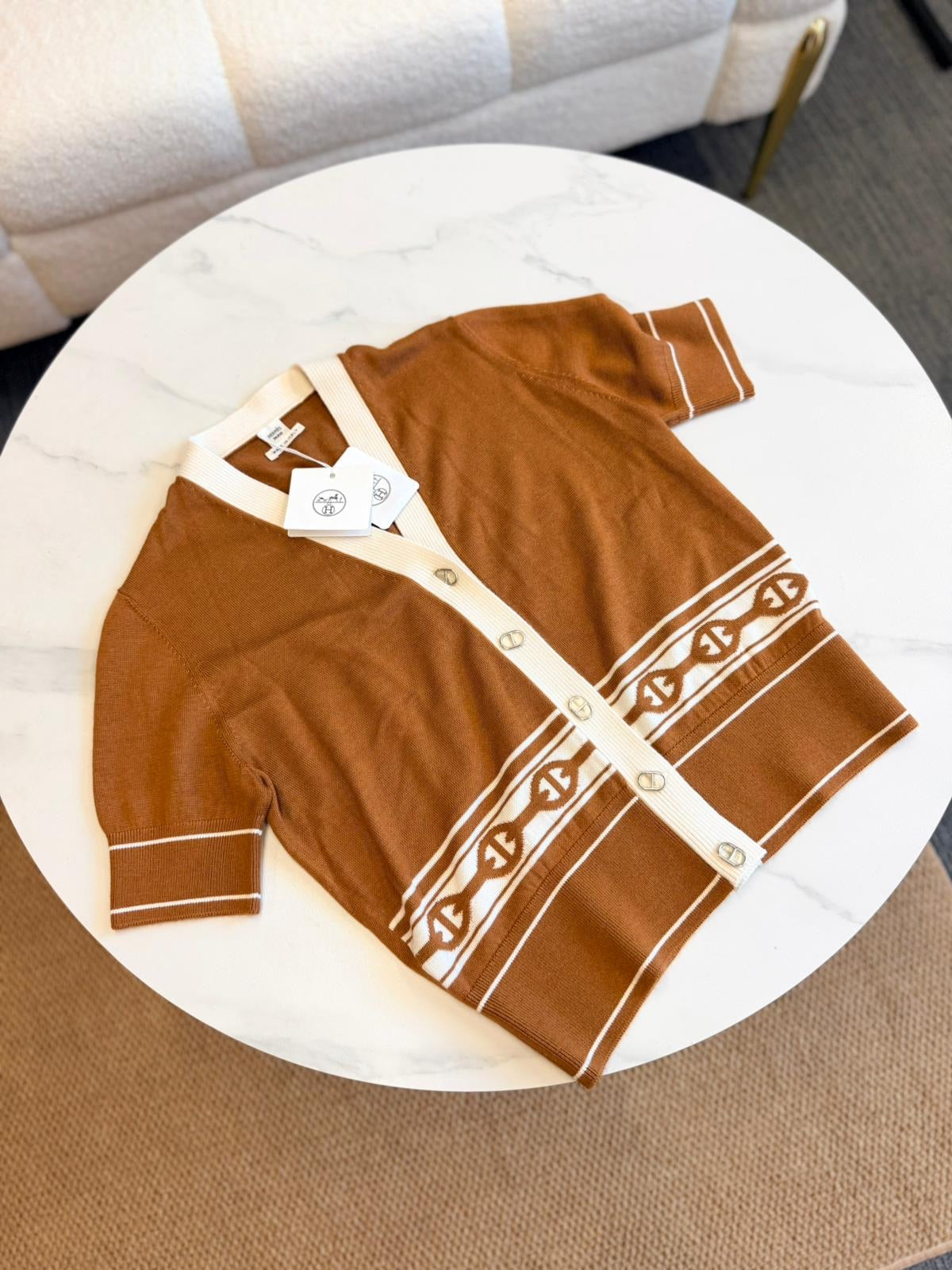 Hermès Chain Detail Cardigan - Marron Aleza