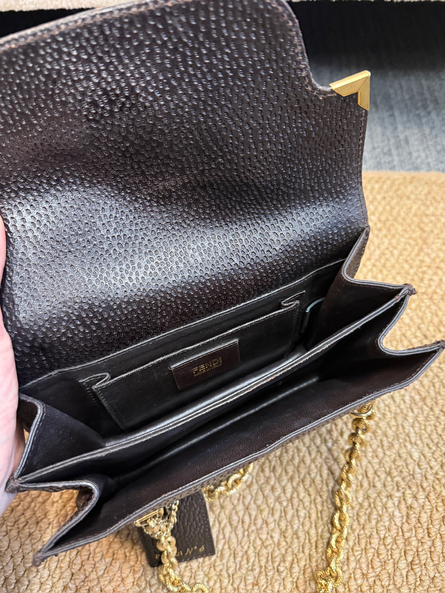 Fendi Peekaboo Mini Handbag with Chain Strap
