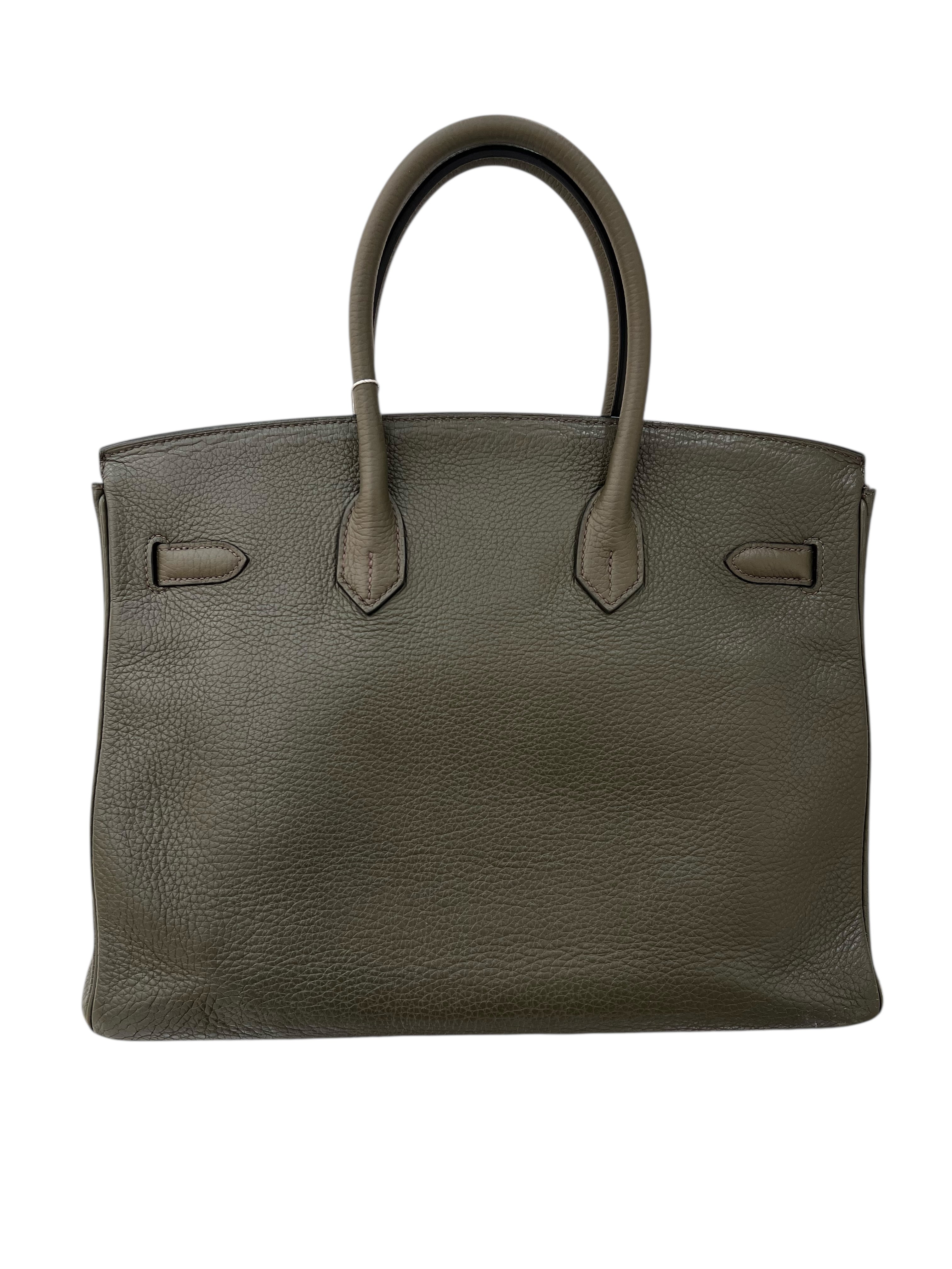 Hermes Birkin 35 Vert Olive Clemence PHW #K Y2007 SCKH4099