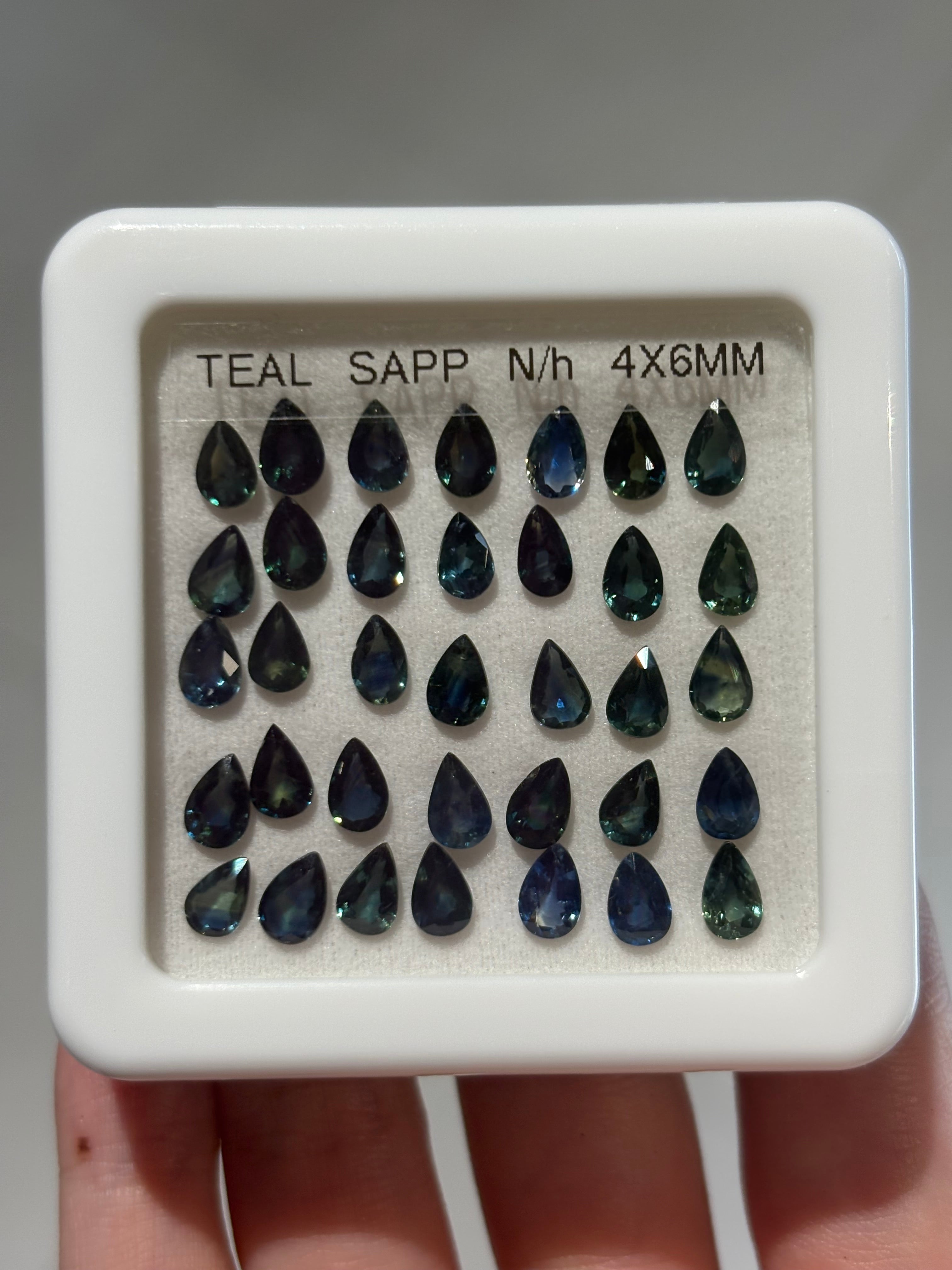 16.37ct Teal Sapphires Unheated Lot Pears DXBCS2539