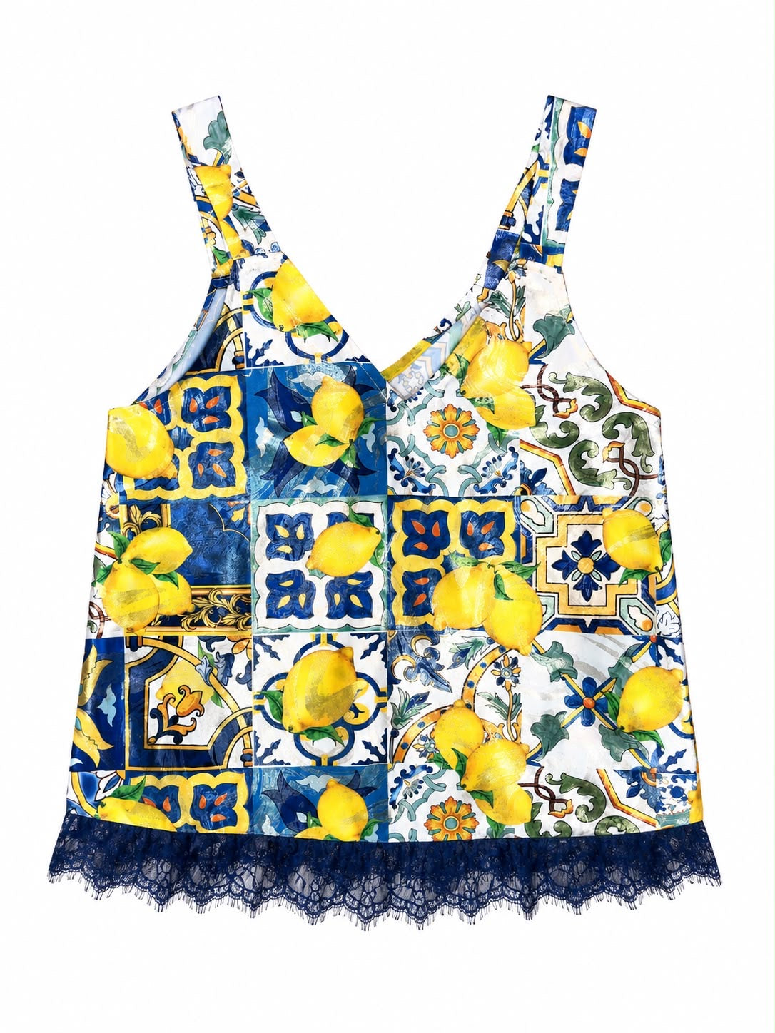 TOP MOSAIC LEMON BLUE WAVE SILK MCL11696