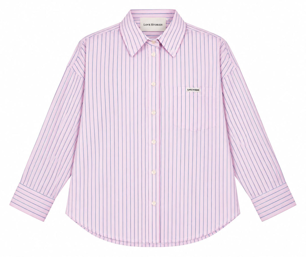 SHIRT STRIPES BLUE PINK - AVAILABLE IN S, M ,L- MCL13307