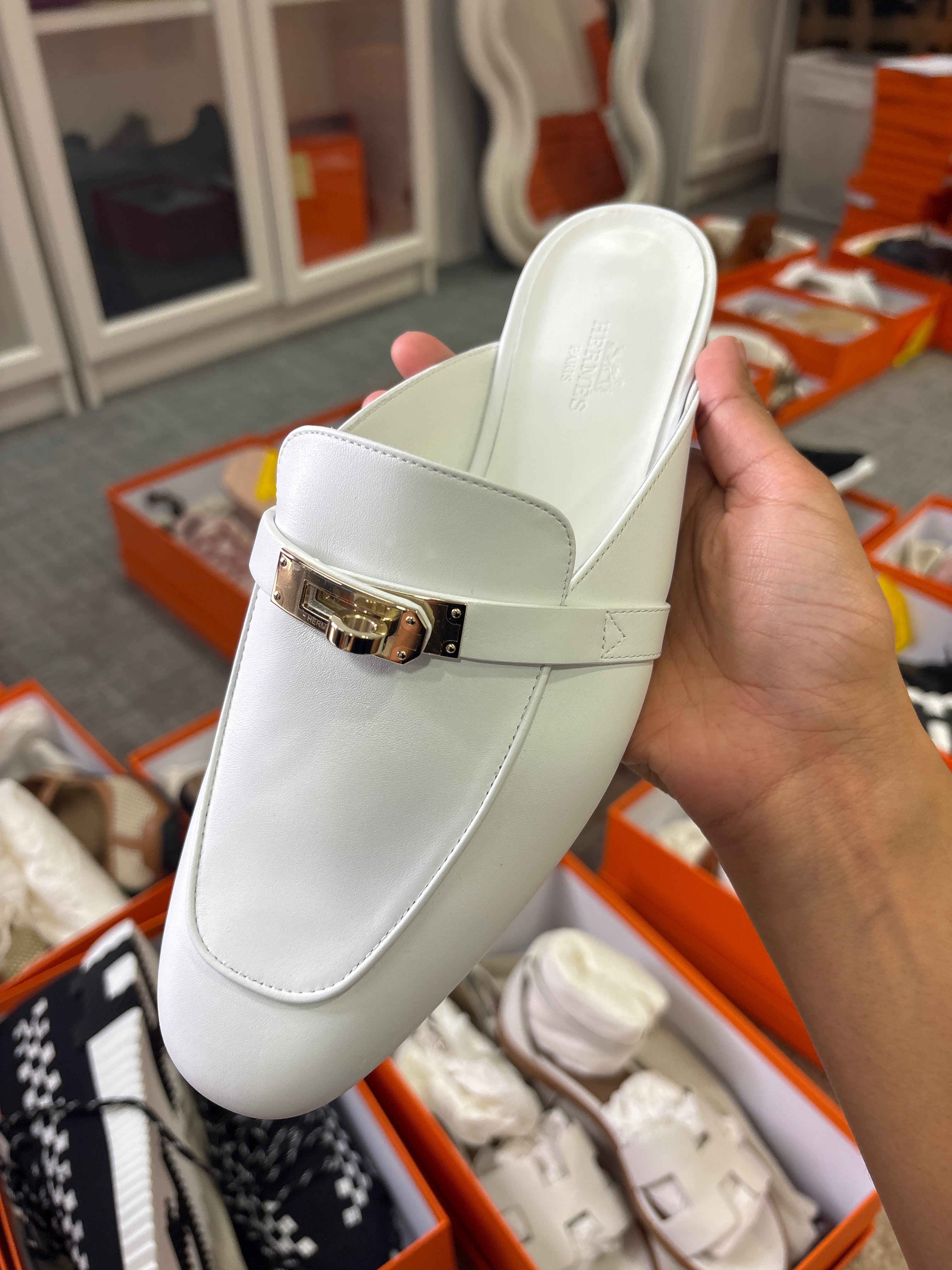Hermes white loafers 38 ALC3706