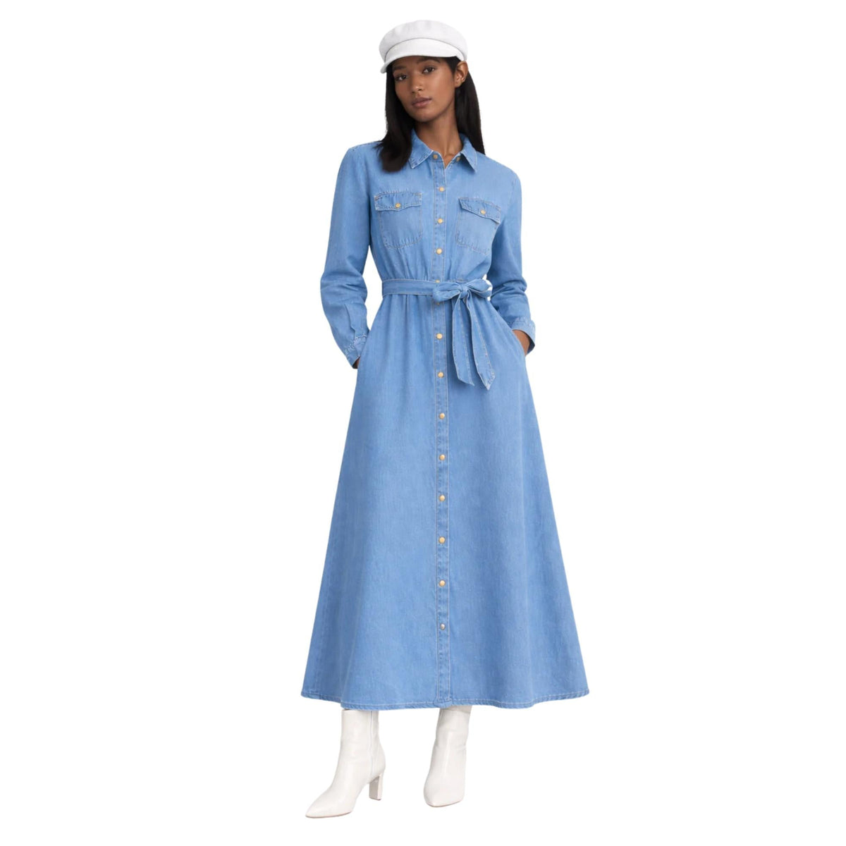 BELTED DENIM DRESS فستان “SIERRA”
