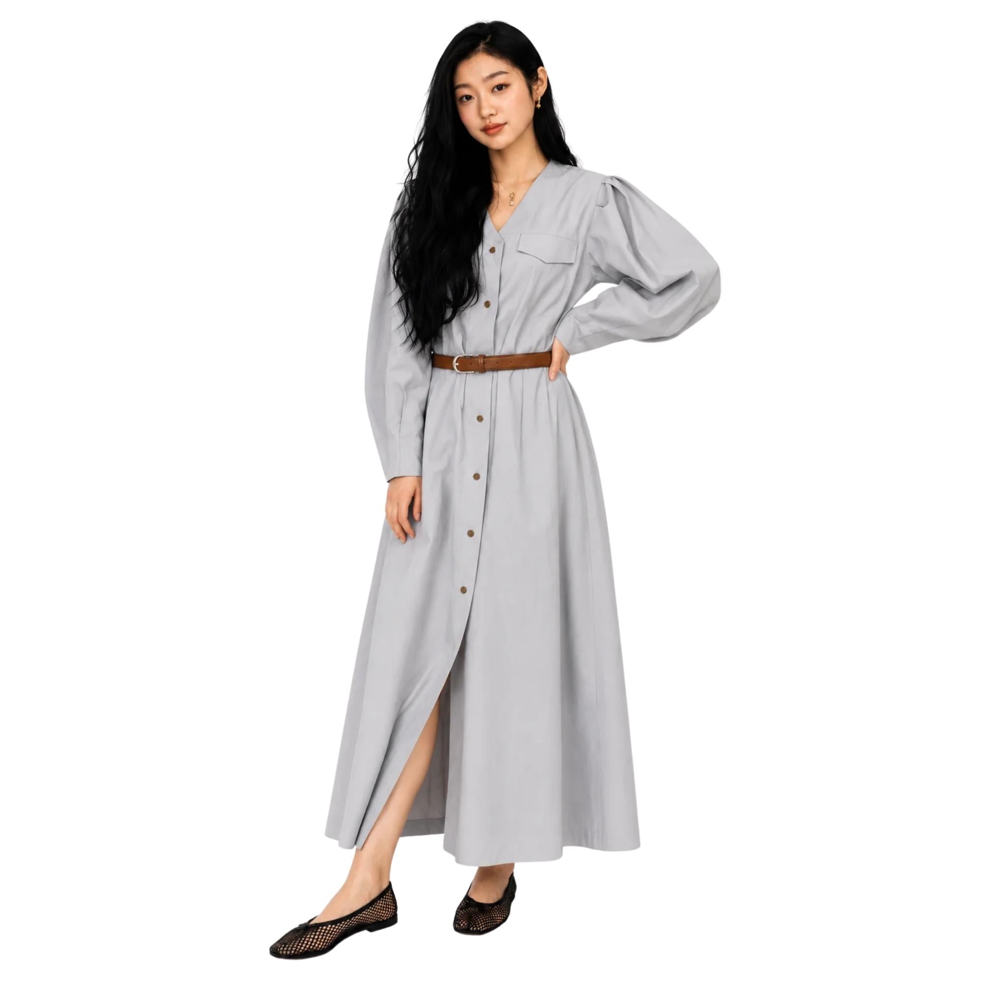 BELTED SHIRT COTTON DRESS (فستان) "LUMIÈRE"