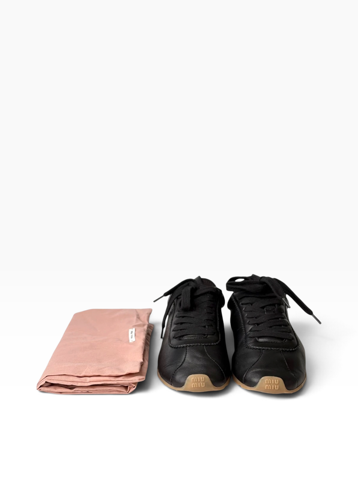 Miu Miu Plume Leather Sneakers in Black - Size 38.5