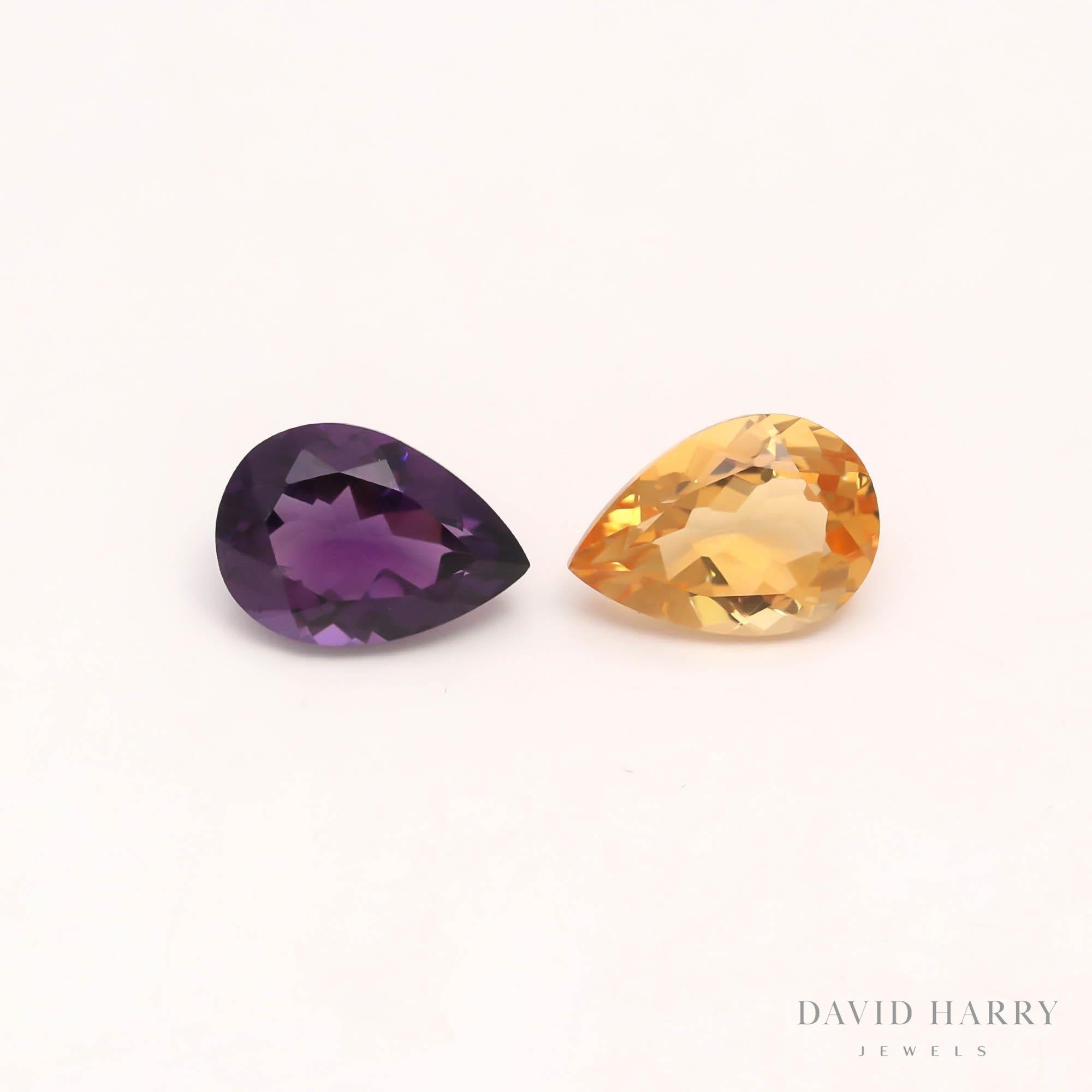 18.86ct Citrine & Amethyst Pair
