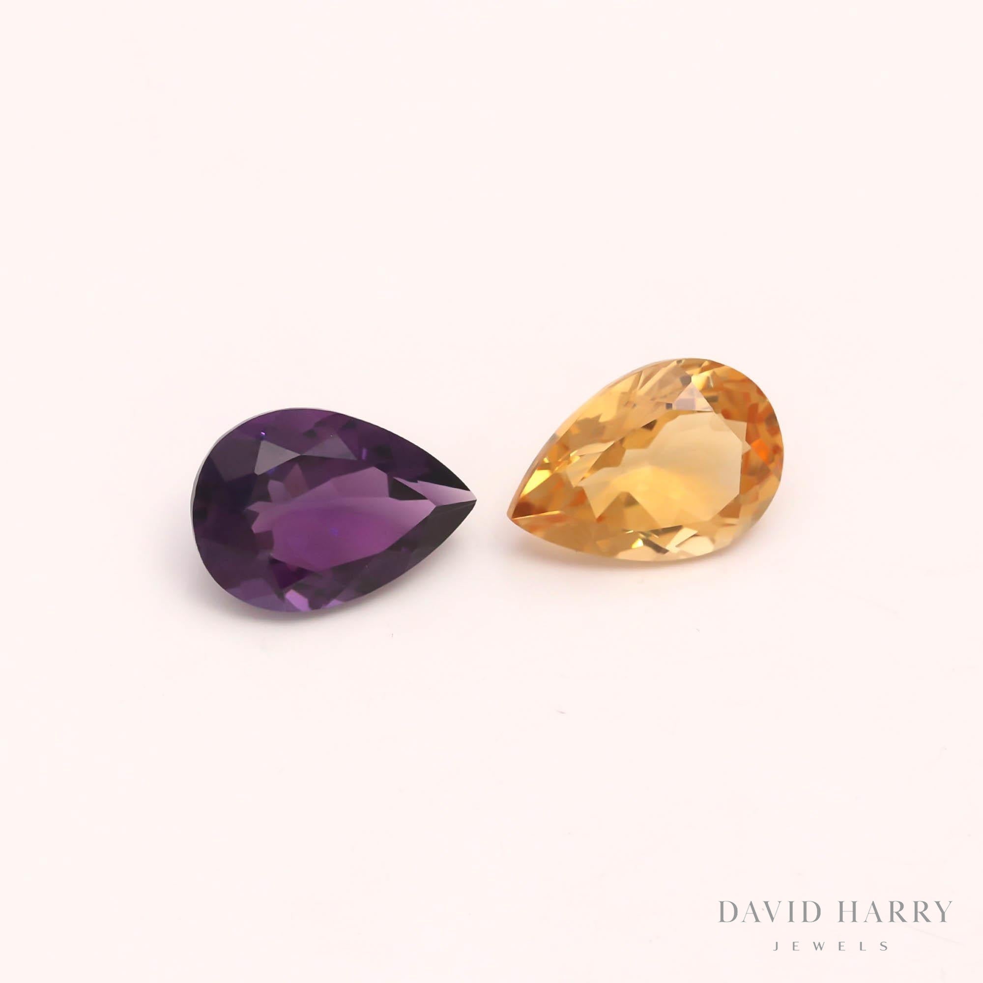 18.86ct Citrine & Amethyst Pair