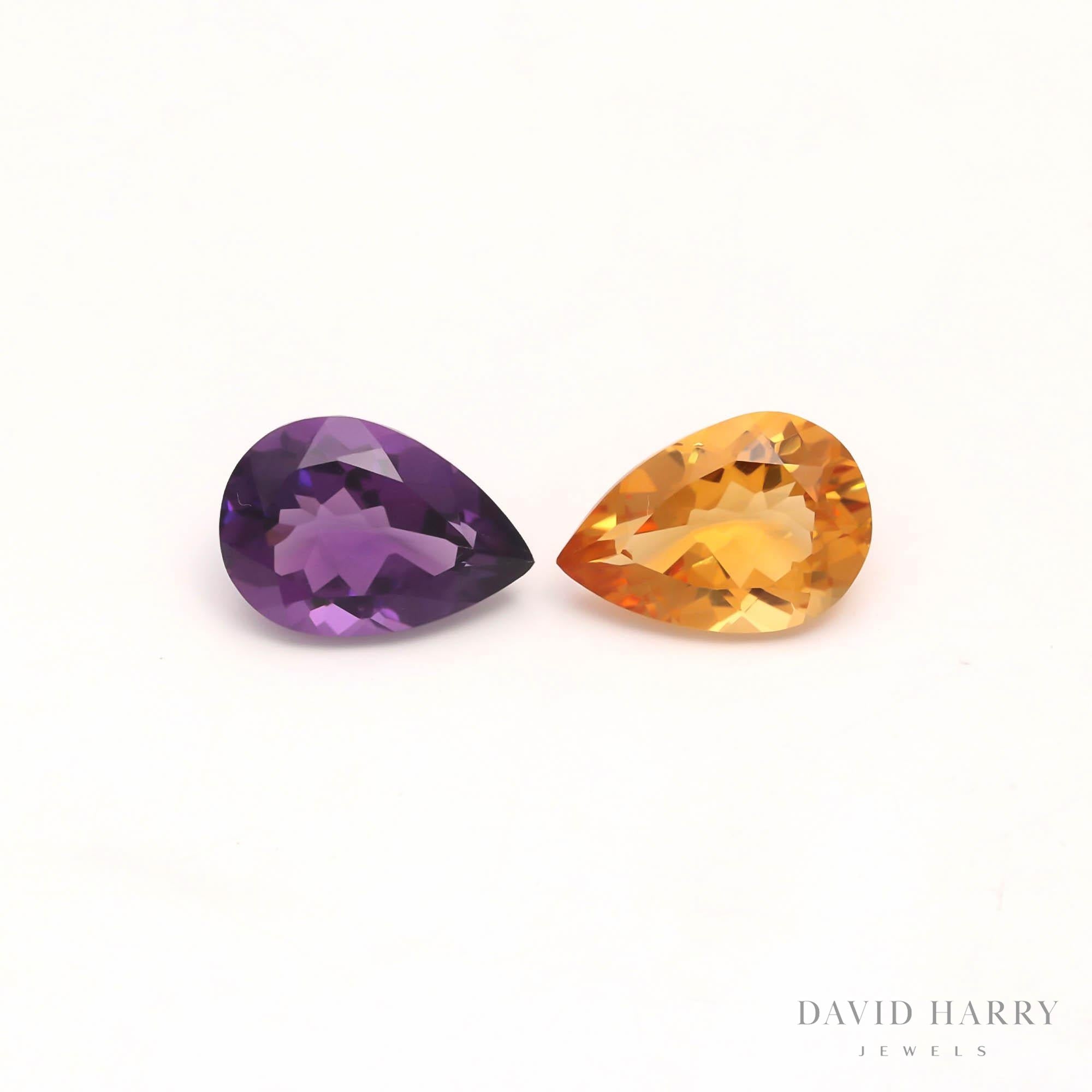 16.6ct Citrine & Amethyst Pair