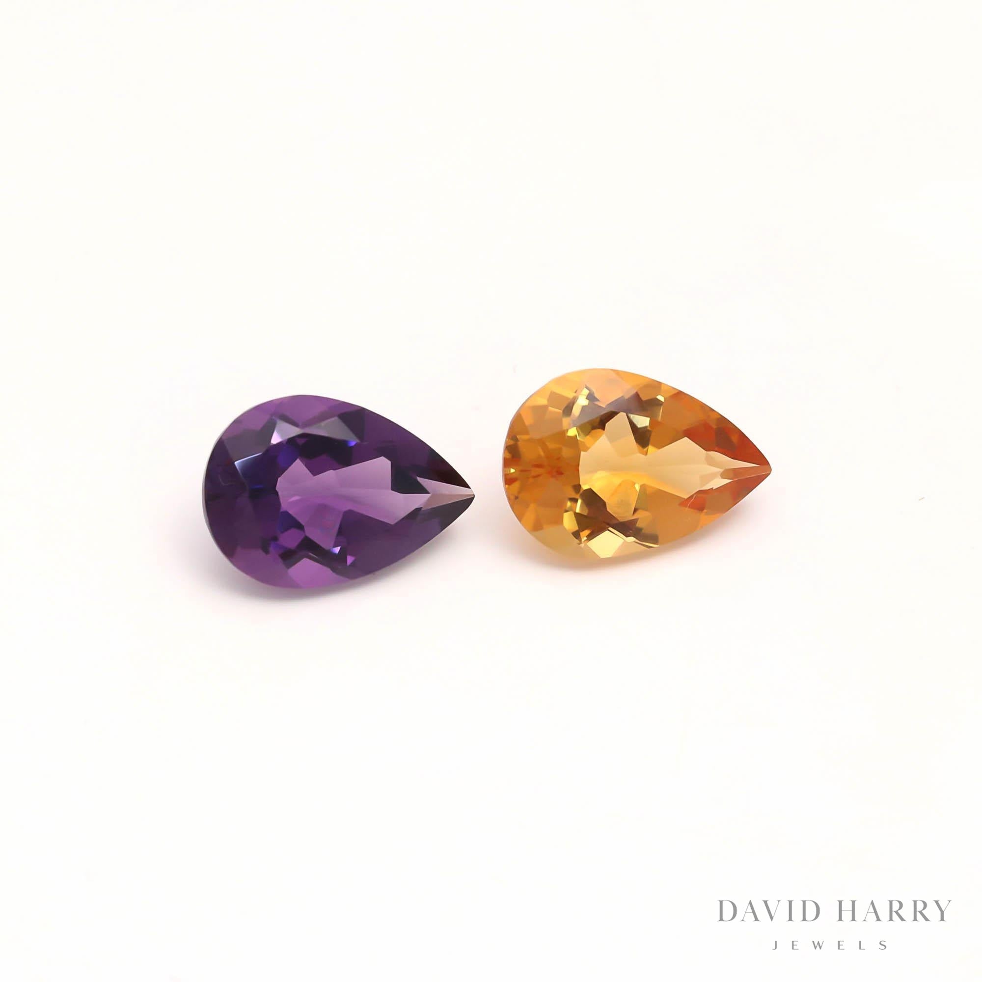 16.6ct Citrine & Amethyst Pair