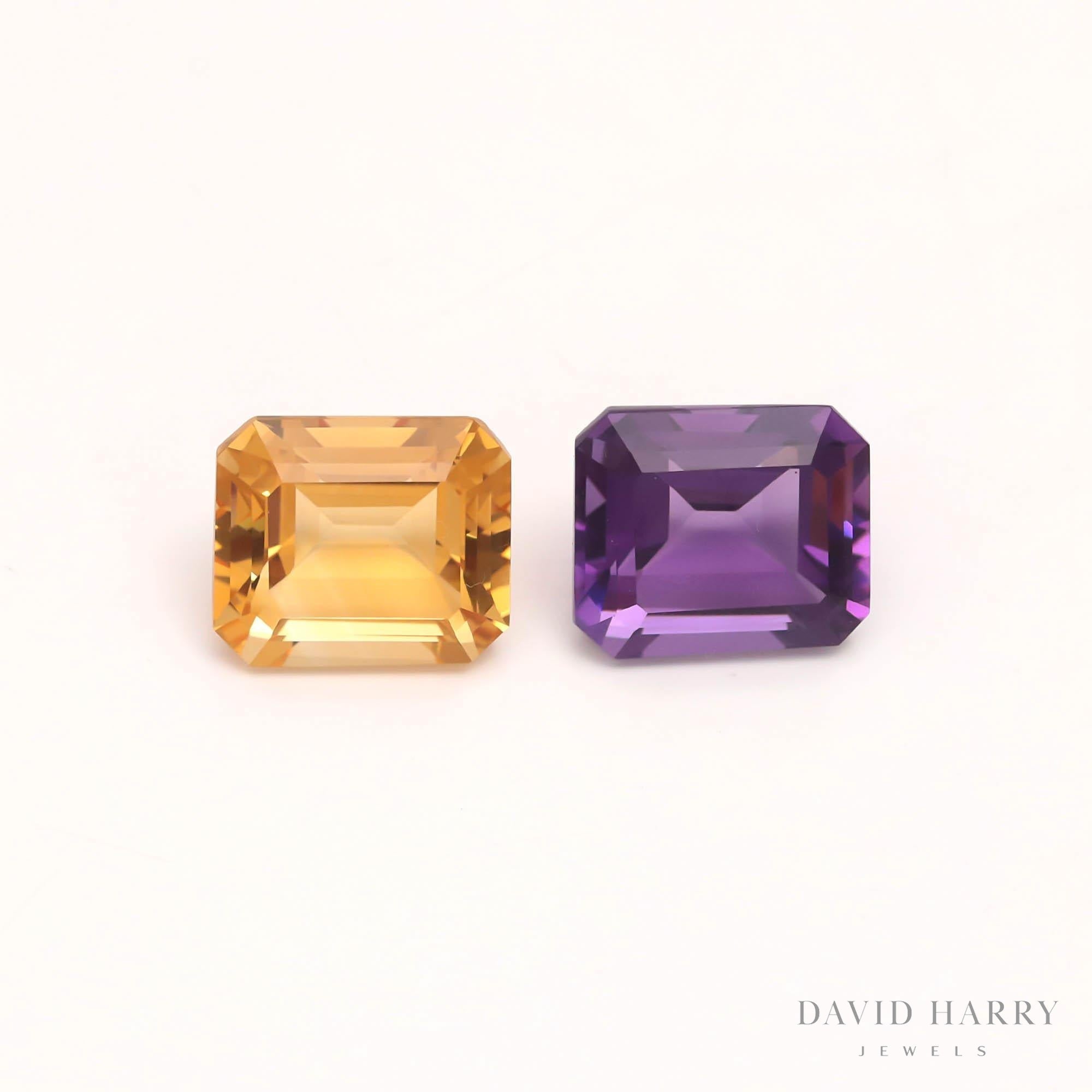 18.86ct Citrine & Amethyst Pair
