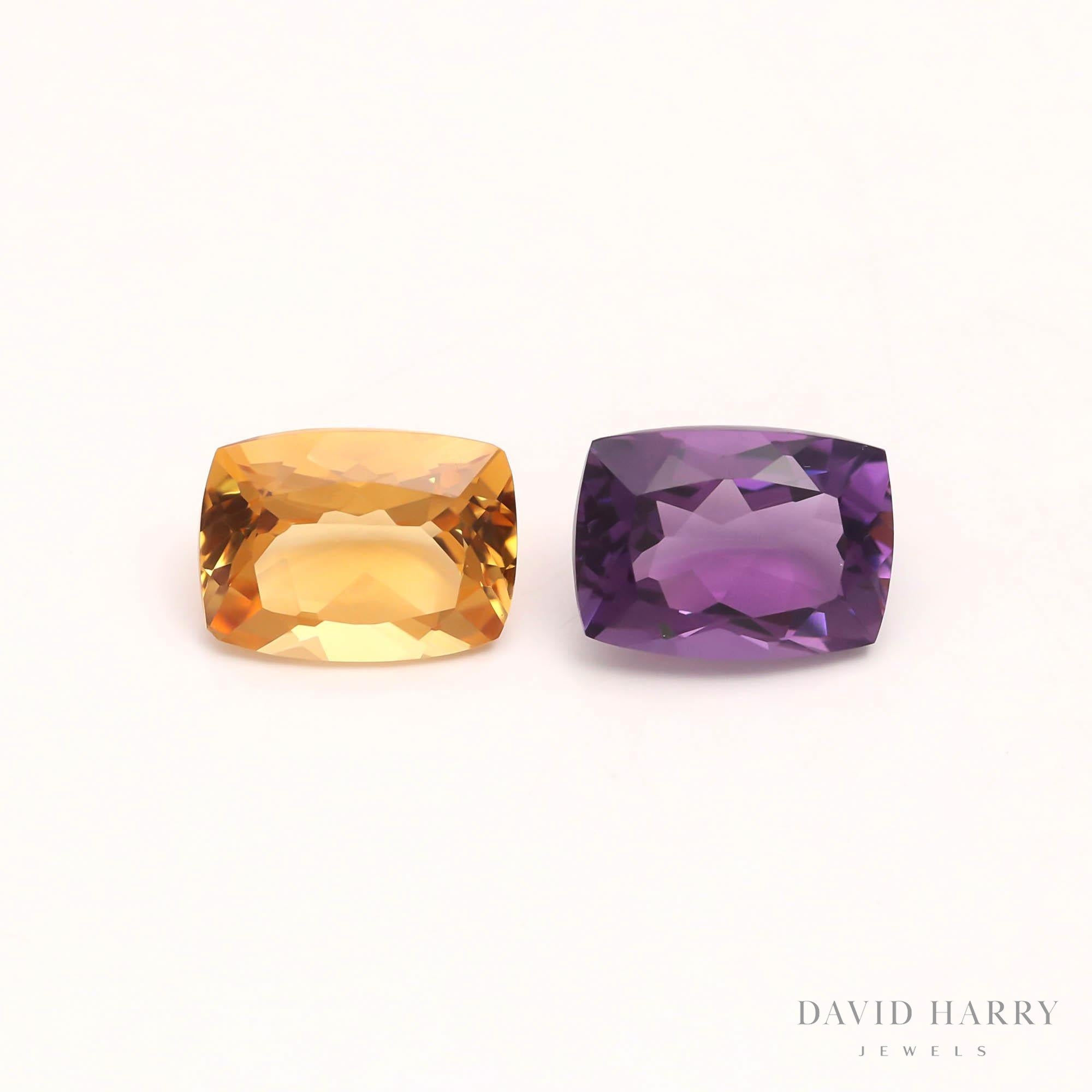 16ct Citrine & Amethyst Pair