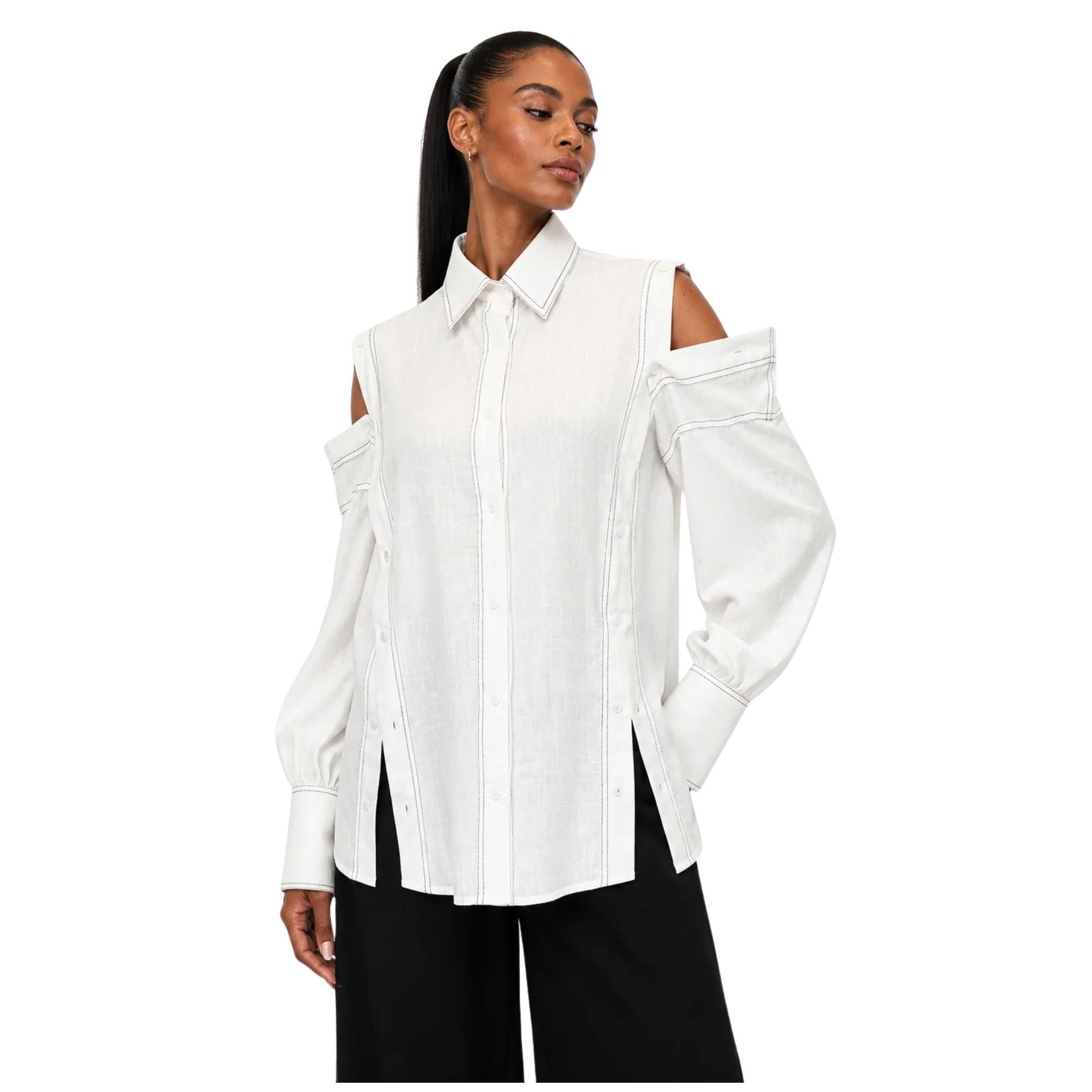 BUTTONED OPEN SHOULDER SHIRT قميص “OPAL"
