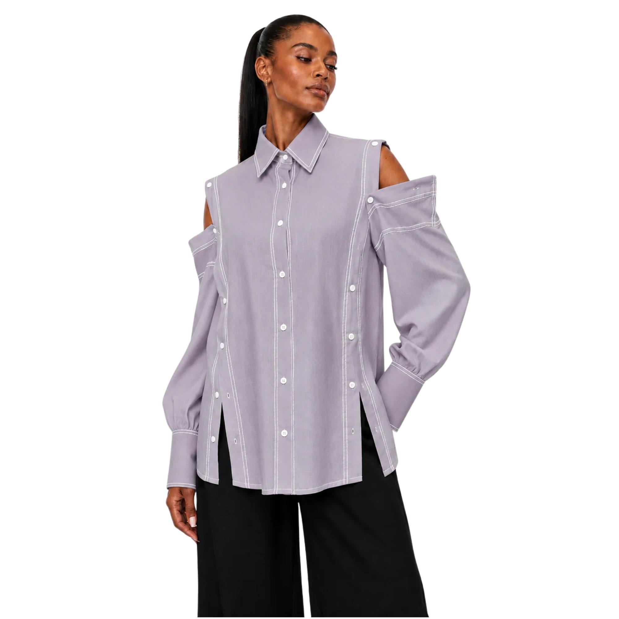 BUTTONED OPEN SHOULDER SHIRT قميص “OPAL"