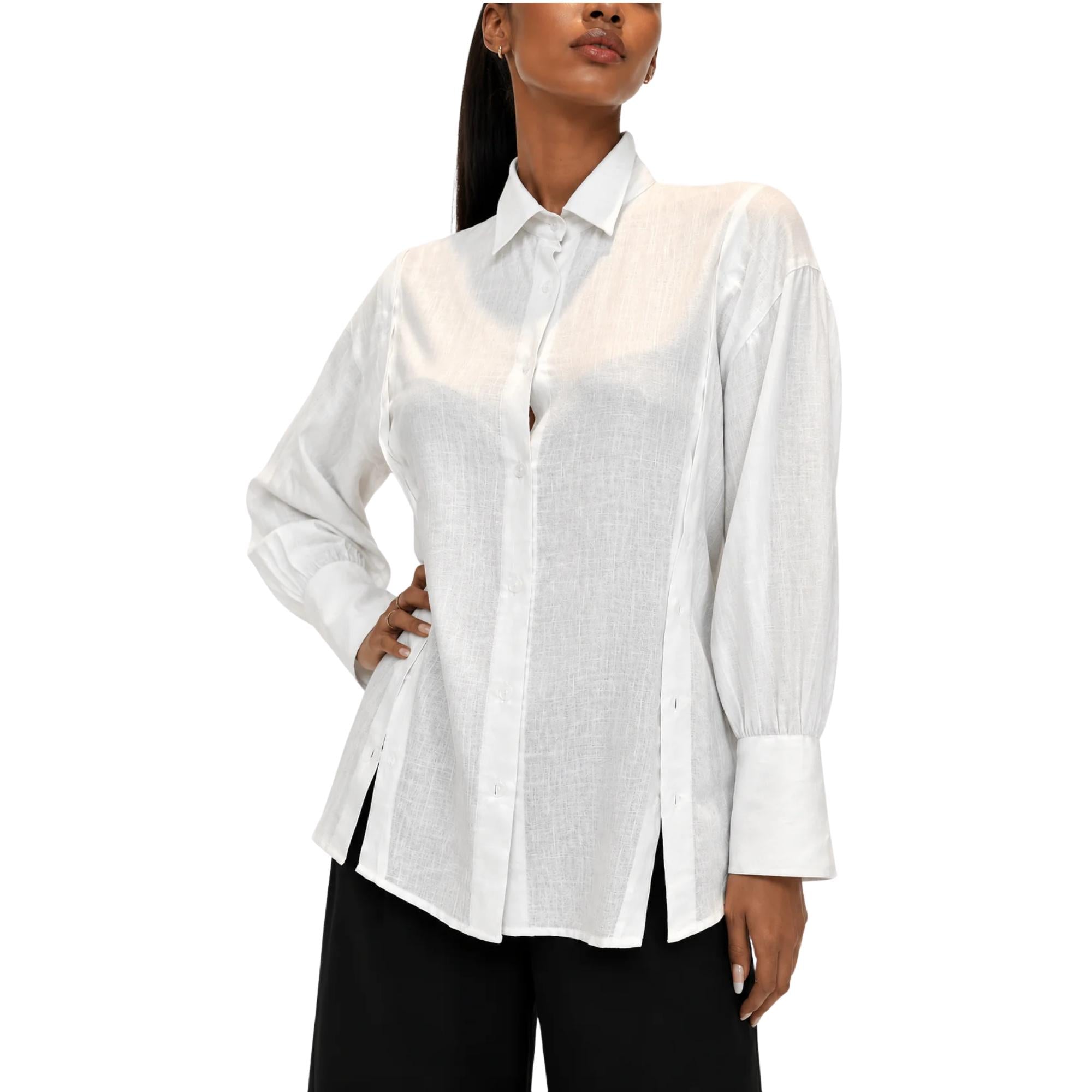 BUTTONED OPEN SHOULDER SHIRT قميص “OPAL"