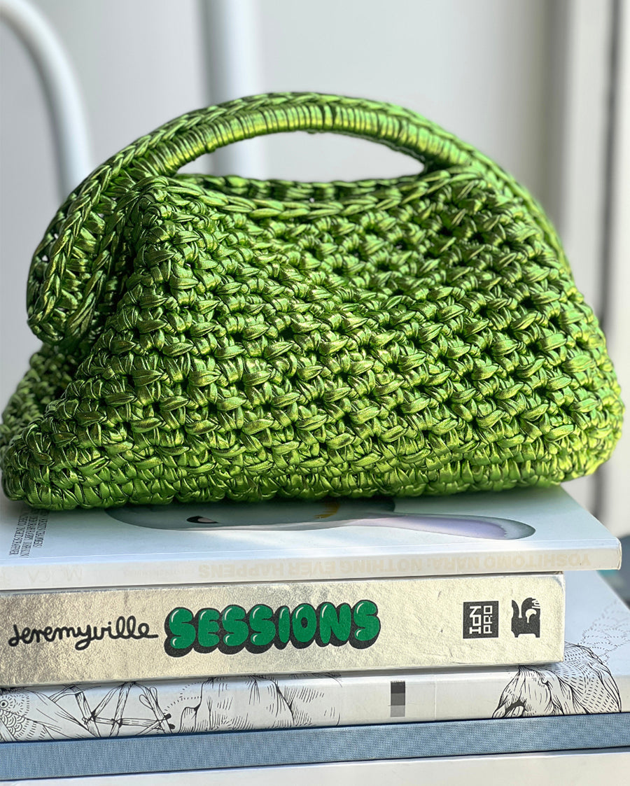 Metallic Handmade Braid Bag Lime Green