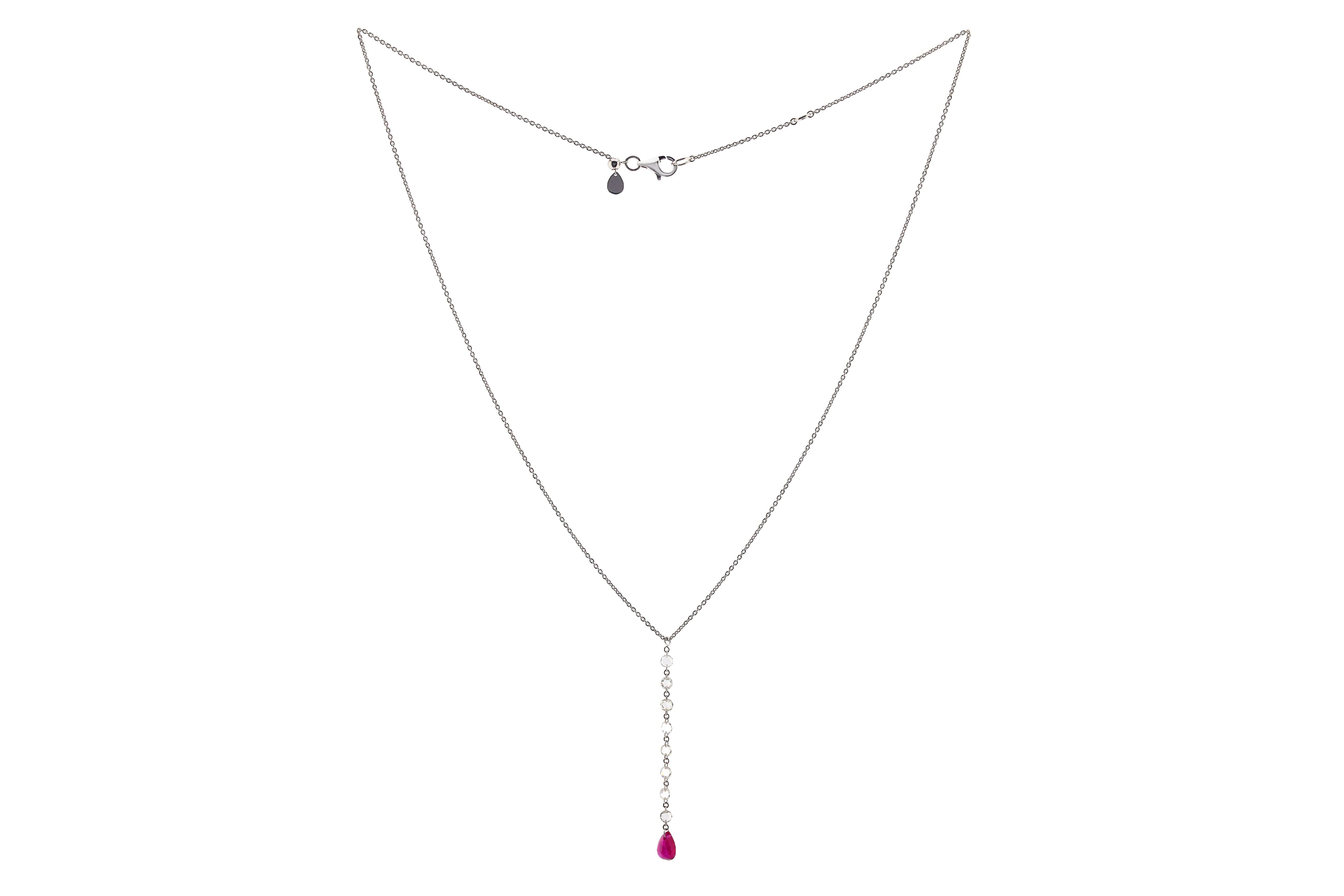 1.39ct EX RSS RUBY PEAR FOS (BH) NECKLACE C11883