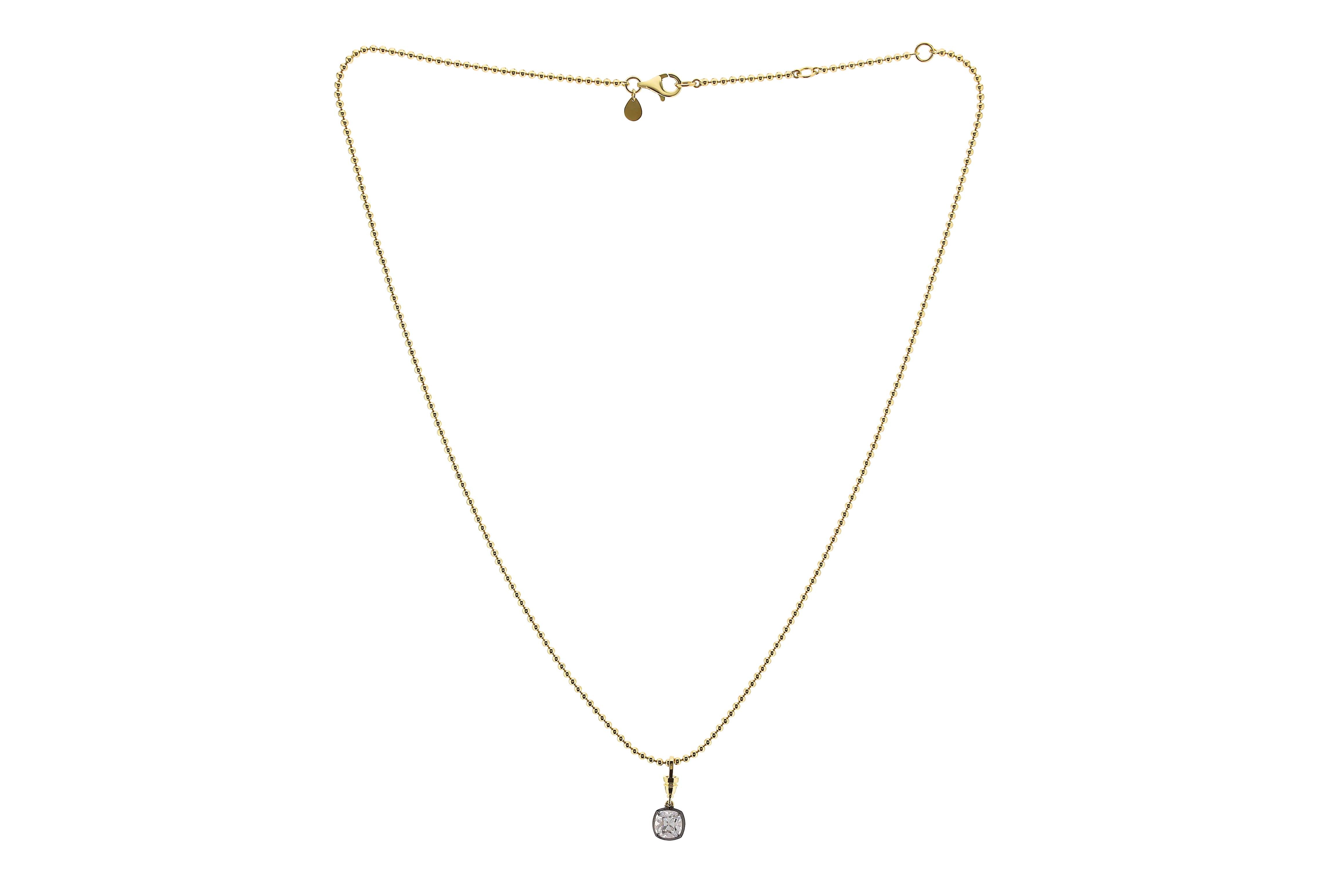 1.04ct EX CUSHION OLD CUT NECKLACE C12984