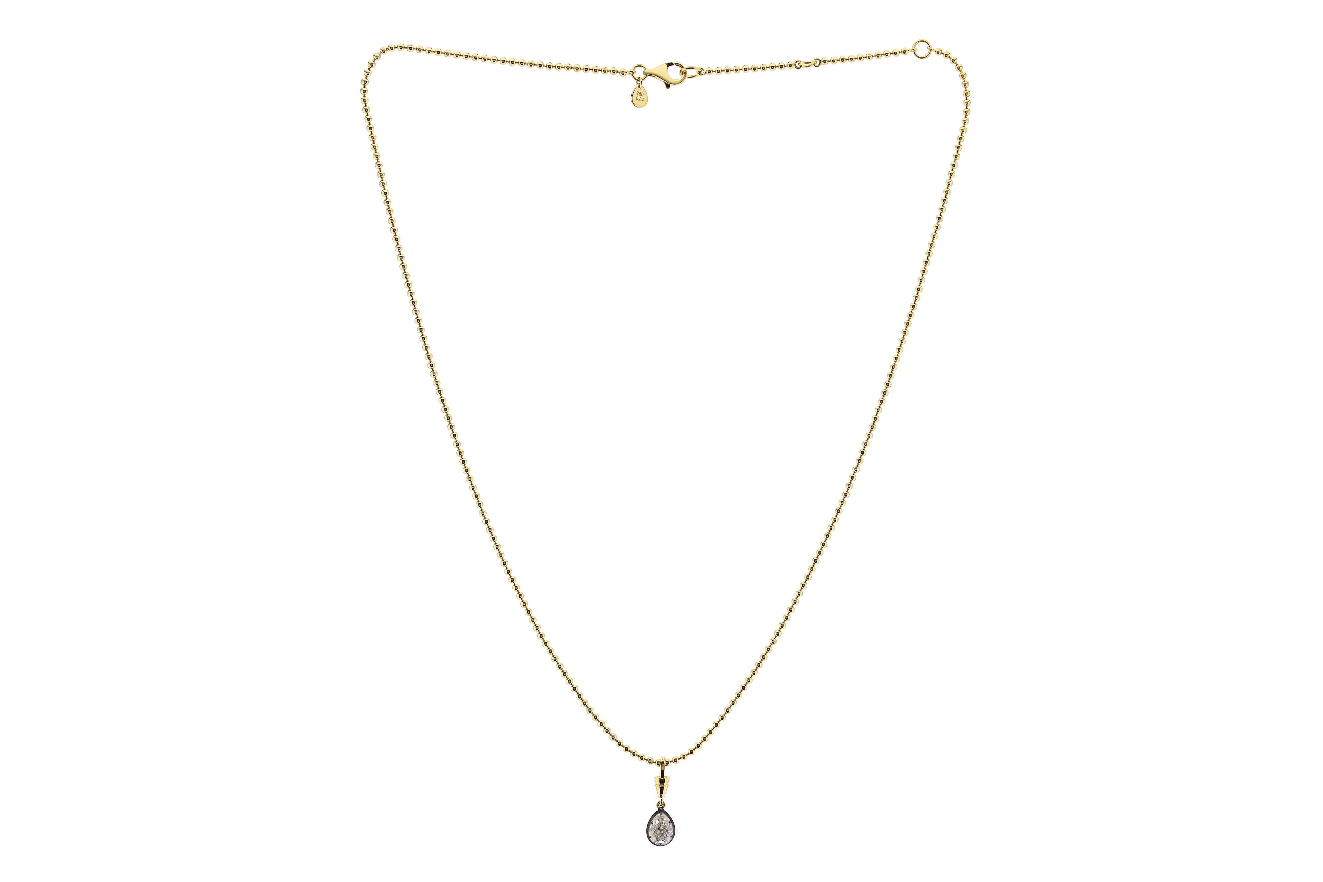0.84ct EX PEAR OLD CUT NECKLACE C12985
