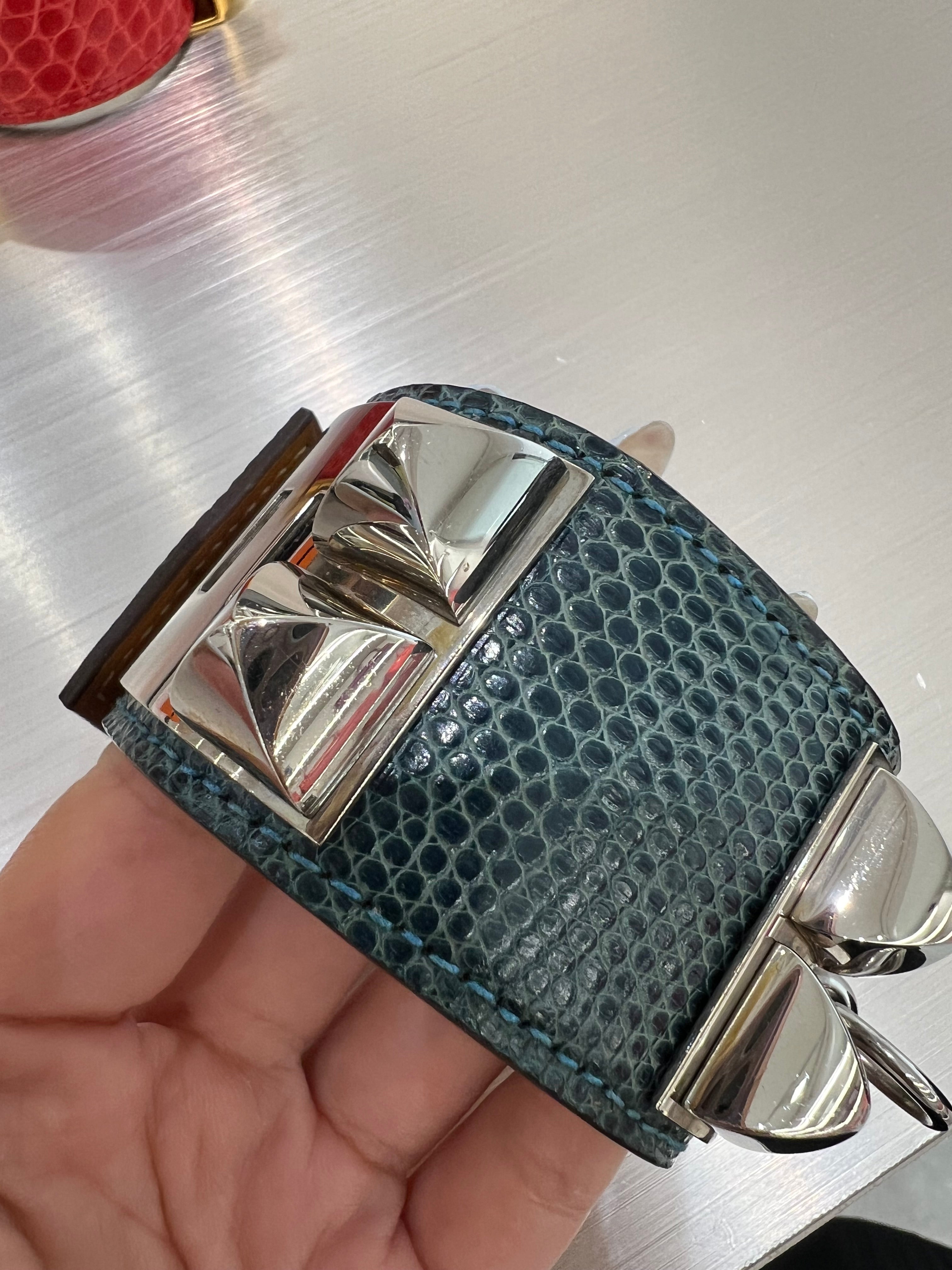 Hermes Blue Izmir Lizard CDC PHW #O Square X4184 - Box, dustbag SYCX4174