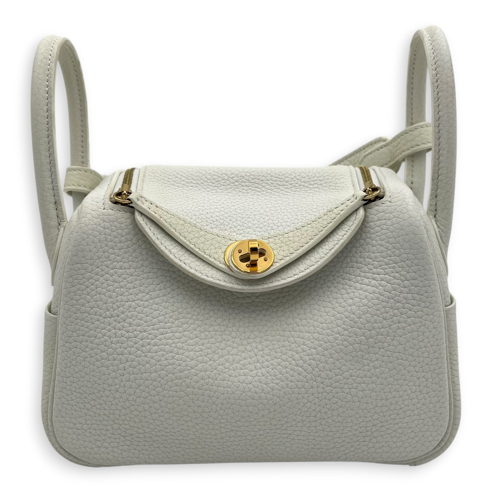 Hermès Lindy White in Clemence, Gold hardware C2510-008200AN