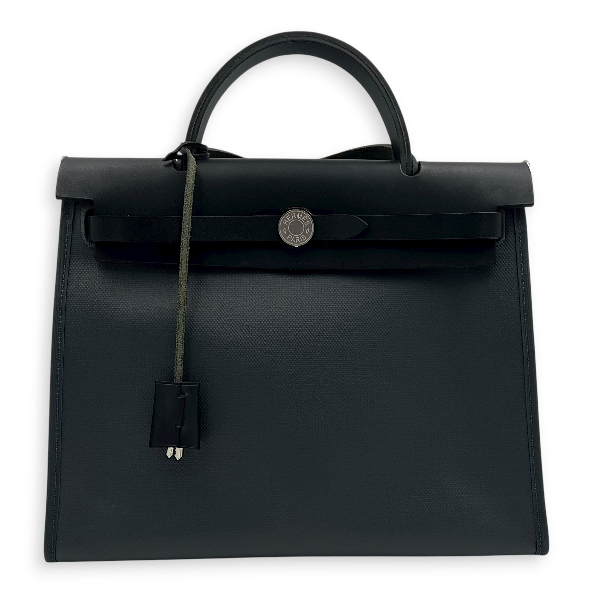 Hermès Herbag Black in Coated Canvas, Palladium hardware C2510-008277VZ