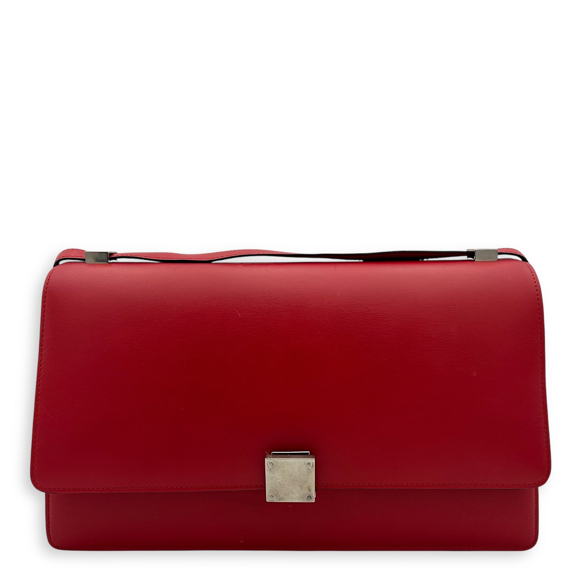 Celine Medium Case Shoulder Bag Red in Calfskin, Silver hardware SYC8552AN