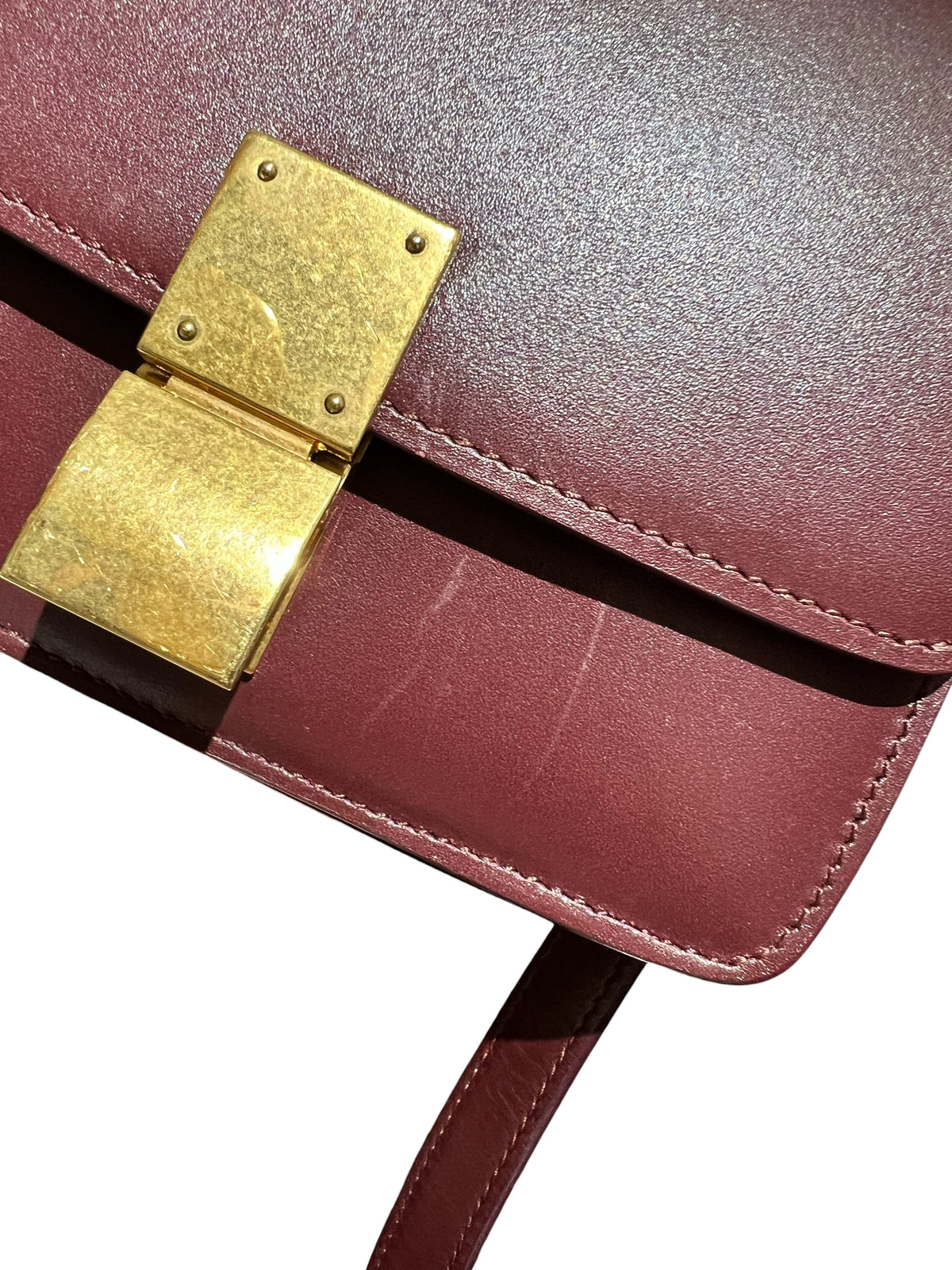 CELINE CLASSIC BURGUNDY CALF SHOULDER BAG 2000000148755