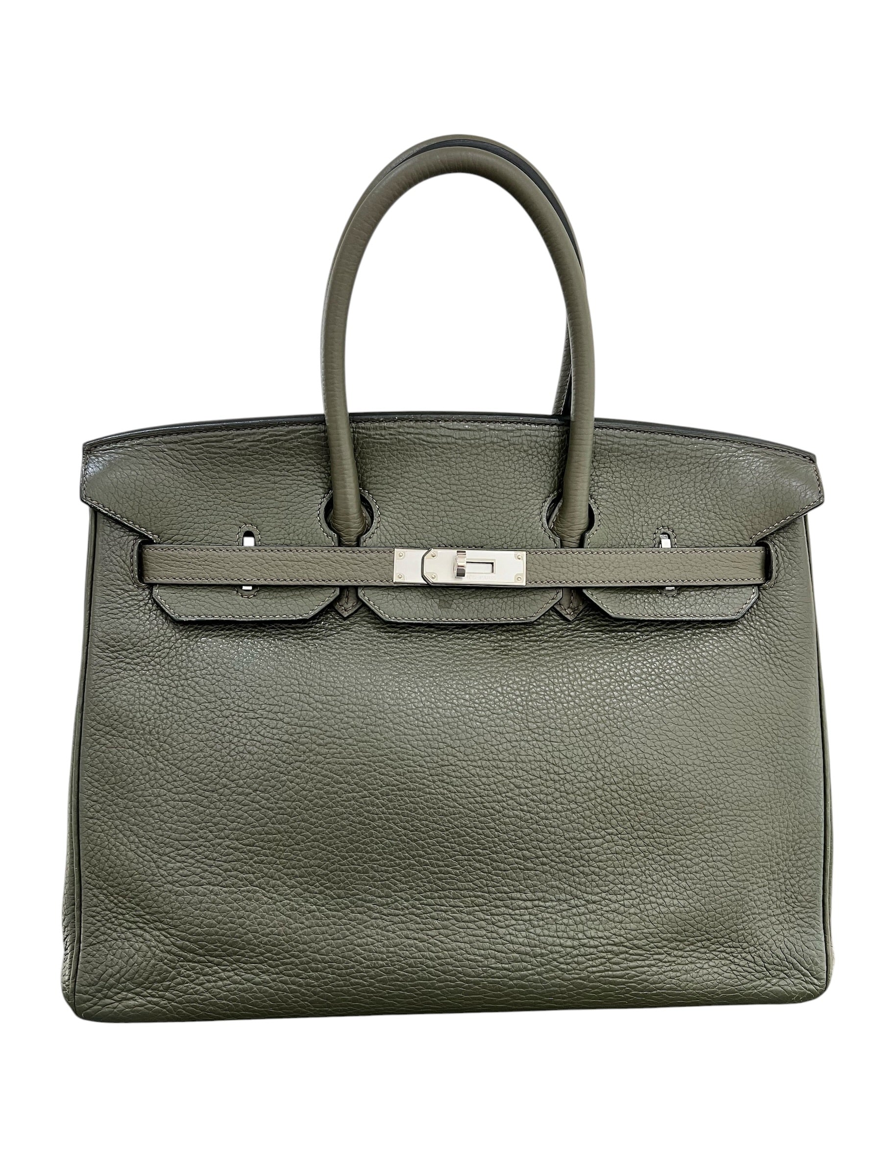 Hermes Birkin 35 Vert Olive Clemence PHW #K (Y2007) SKCH4099