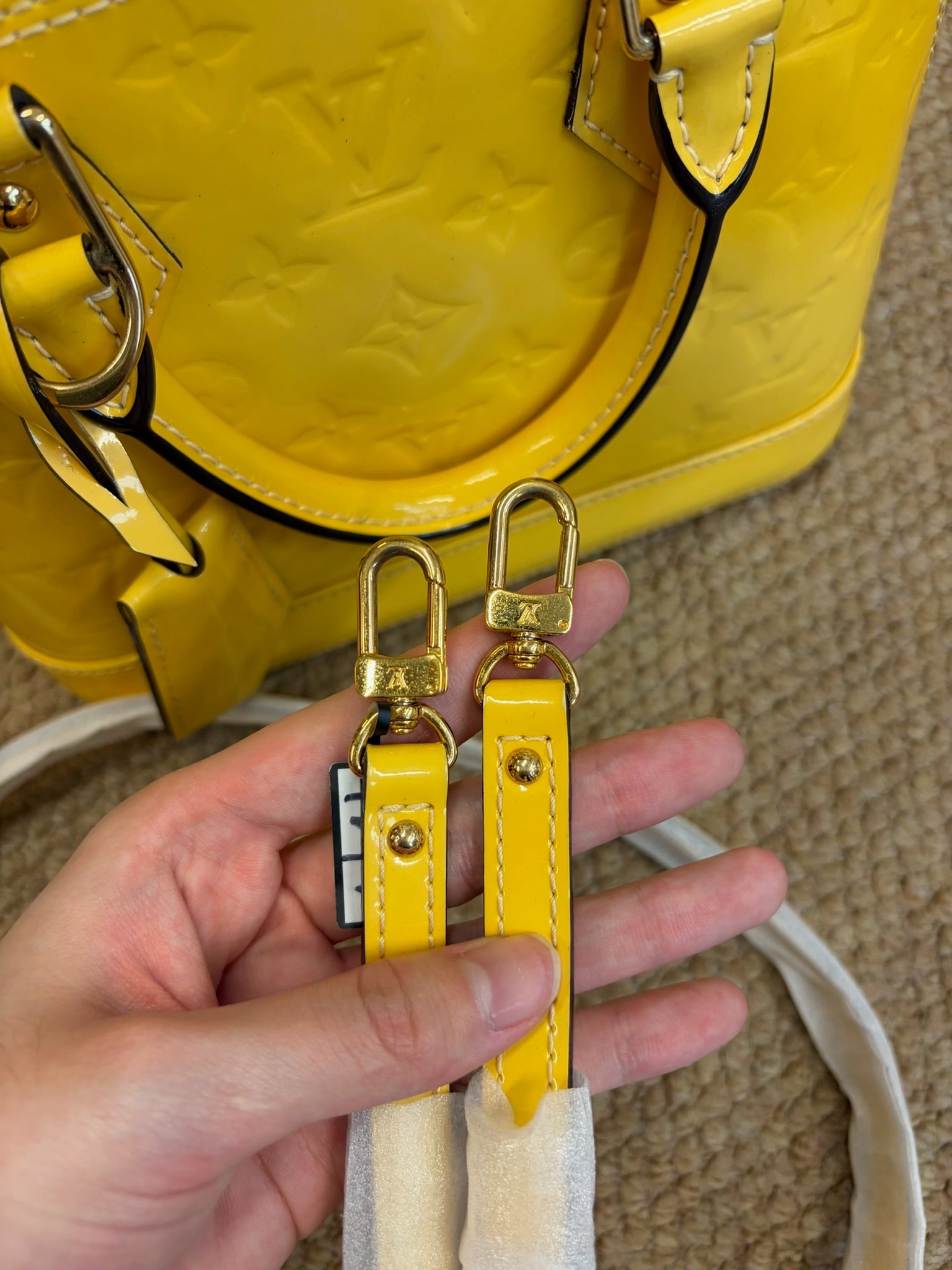 Louis Vuitton Alma BB Yellow Patent Leather