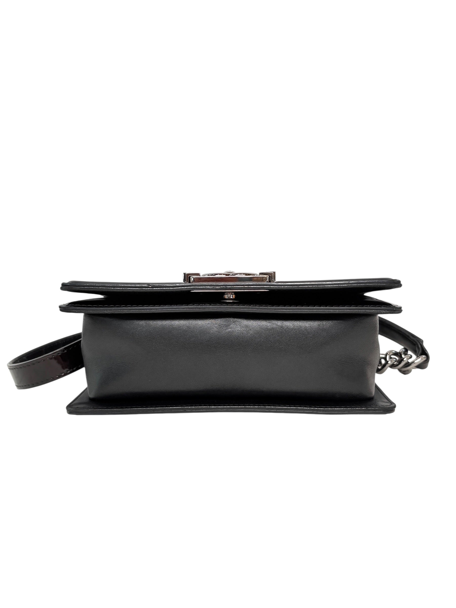 Chanel Small Burgundy Patent Leboy Bag
