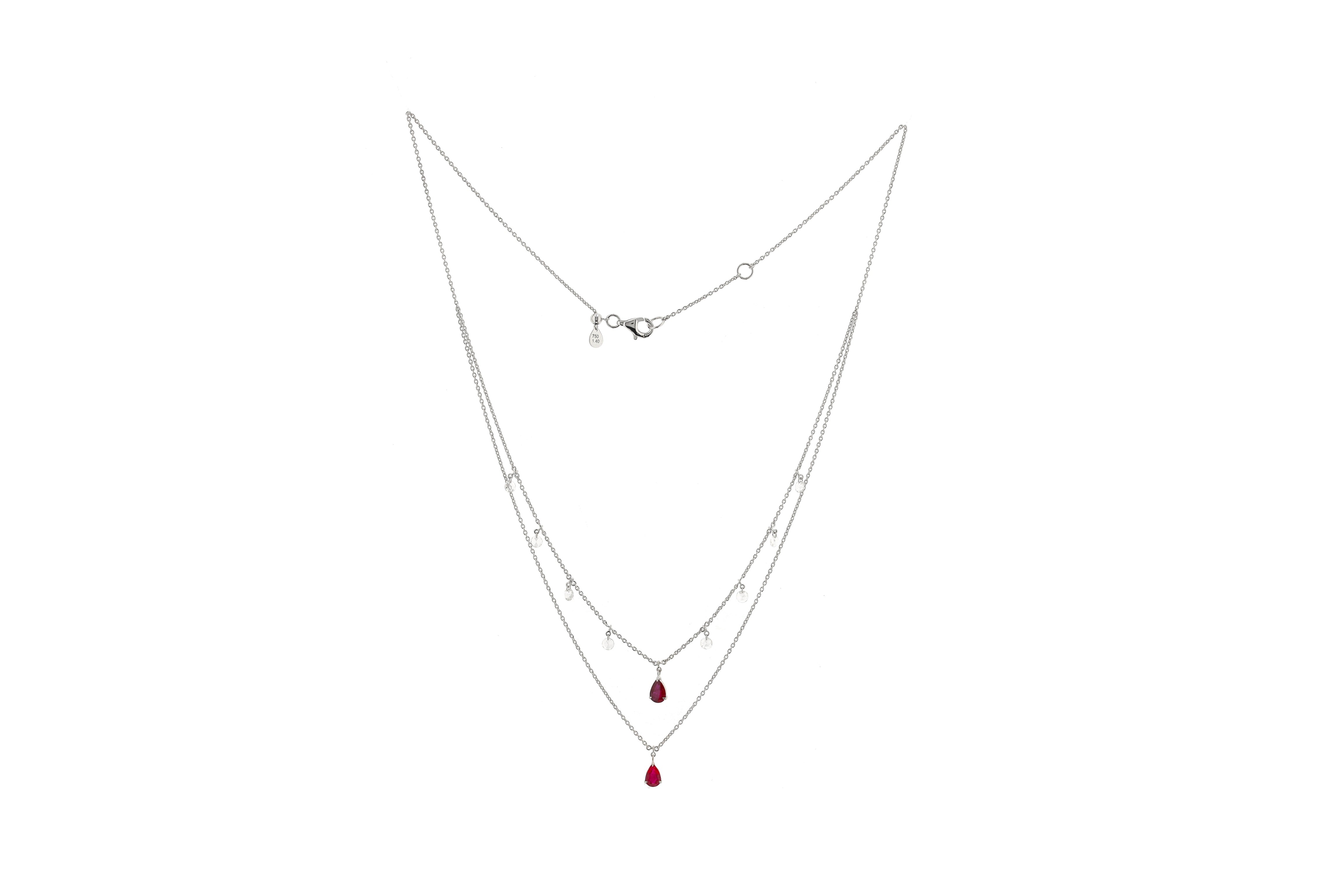 1.4ct EX WH OS RUBY PEAR FULL CUT(BH) NECKLACE C9196