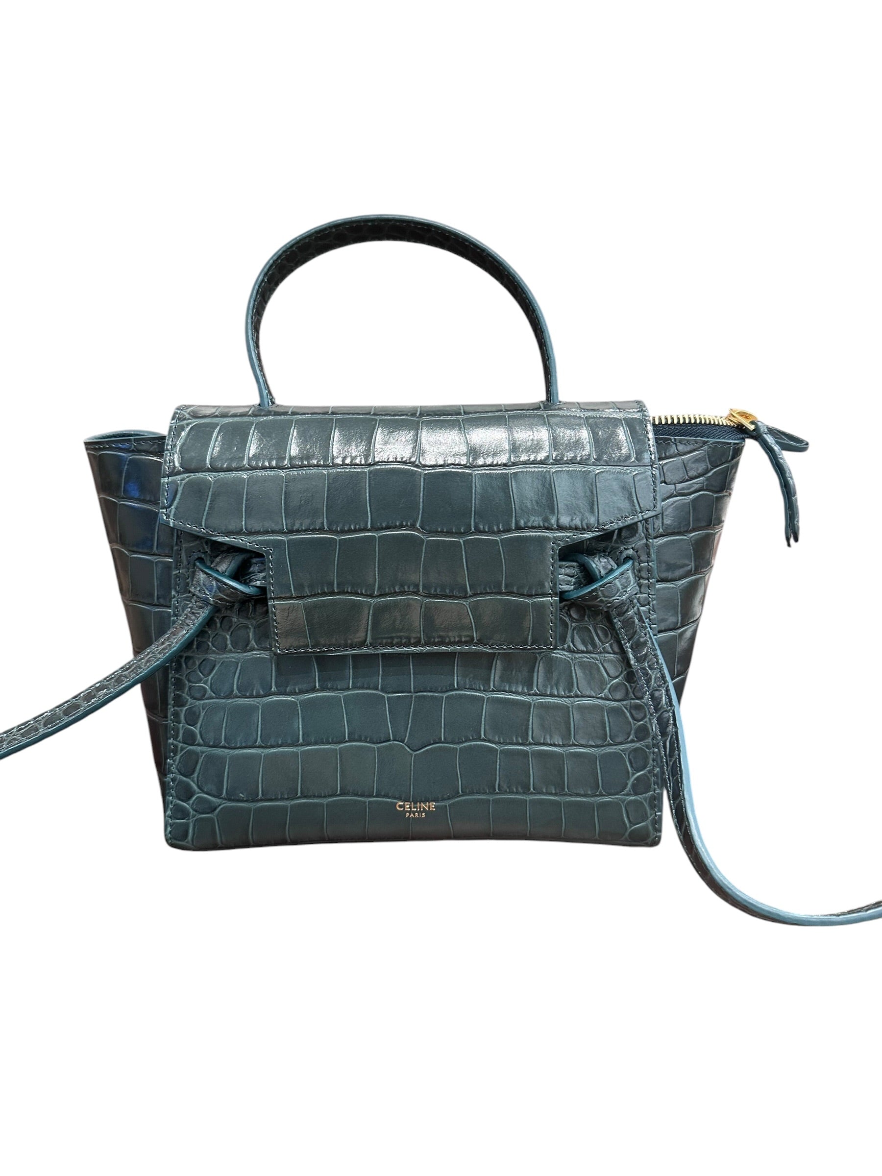 Celine Small Embossed Green Belt Bag