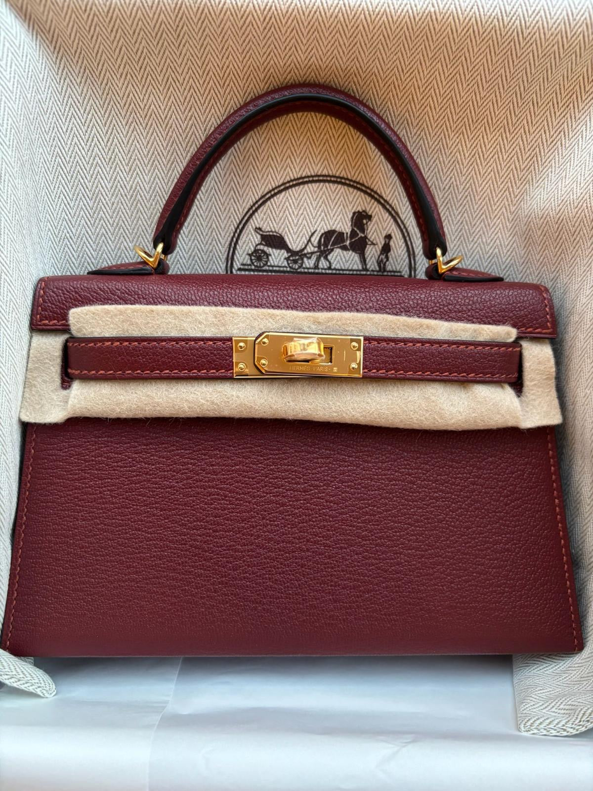 Hermes Mini Kelly Rouge H Chevre K stamp ALTC0546
