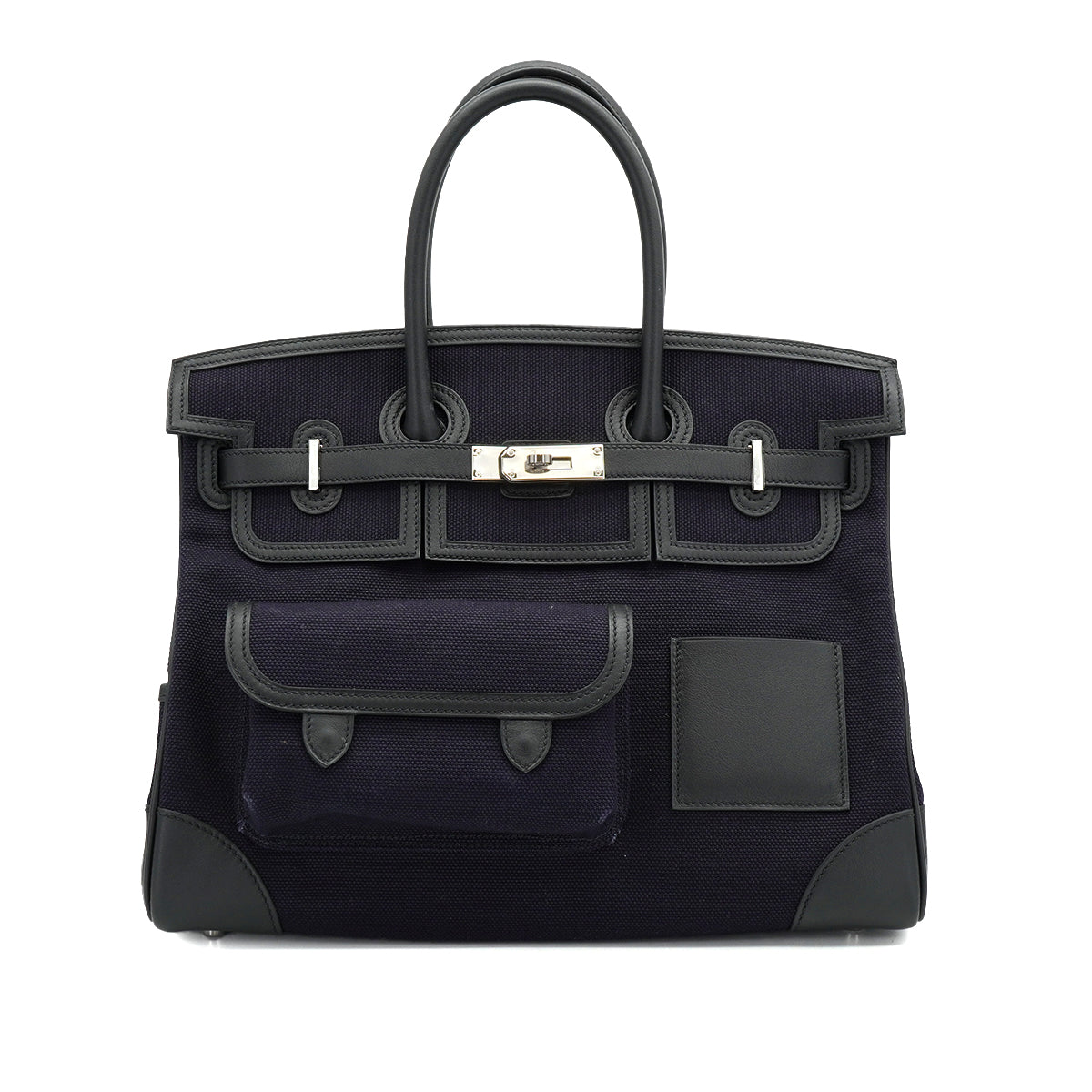 HERMES BIRKIN 35 CARGO BLUE MARINE BLACK VEAU SWIFT TOILE H HAND BAG 2020 Y PALLADIUM HARDWARE 90335037