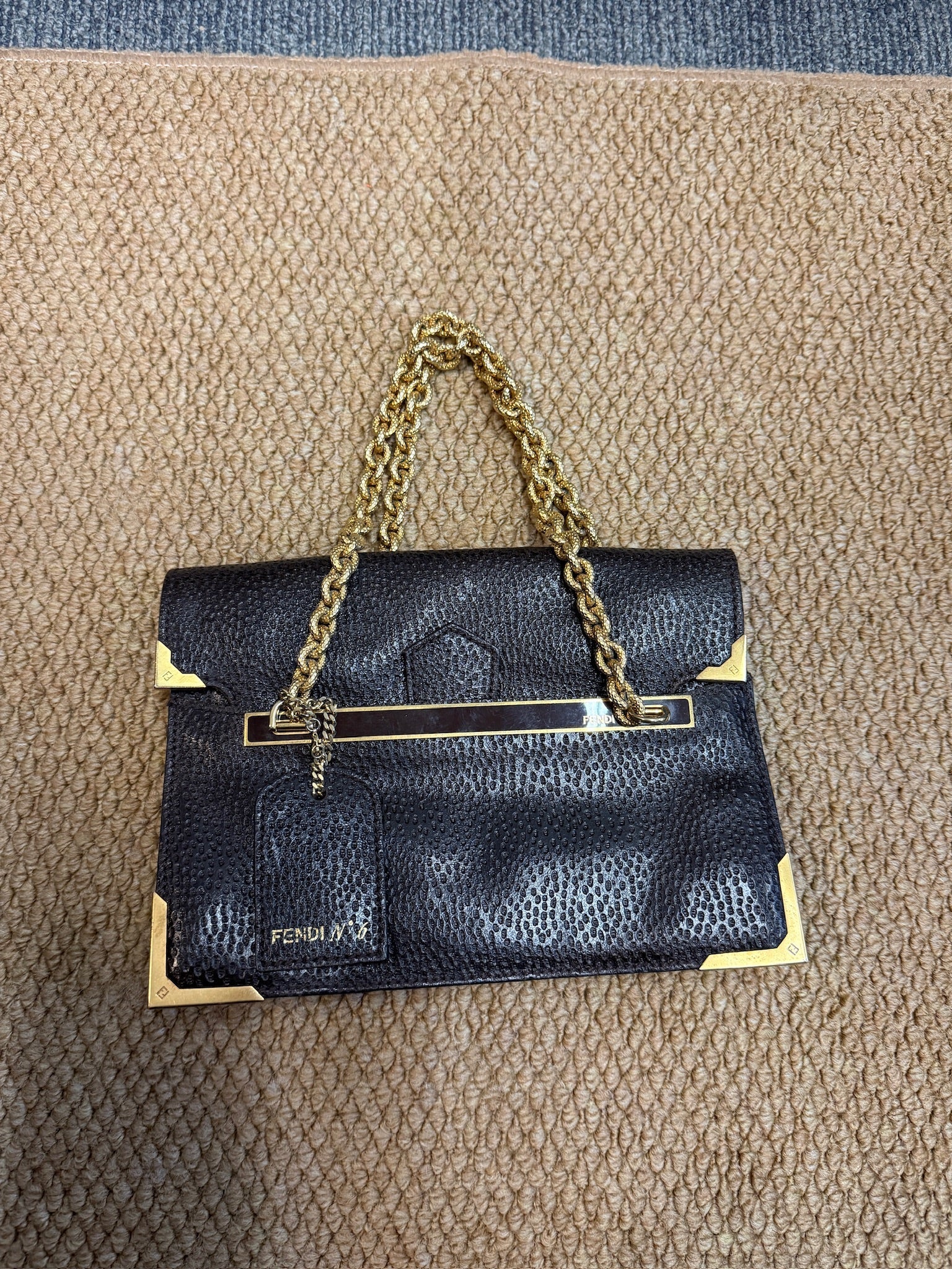 Fendi Peekaboo Mini Handbag with Chain Strap