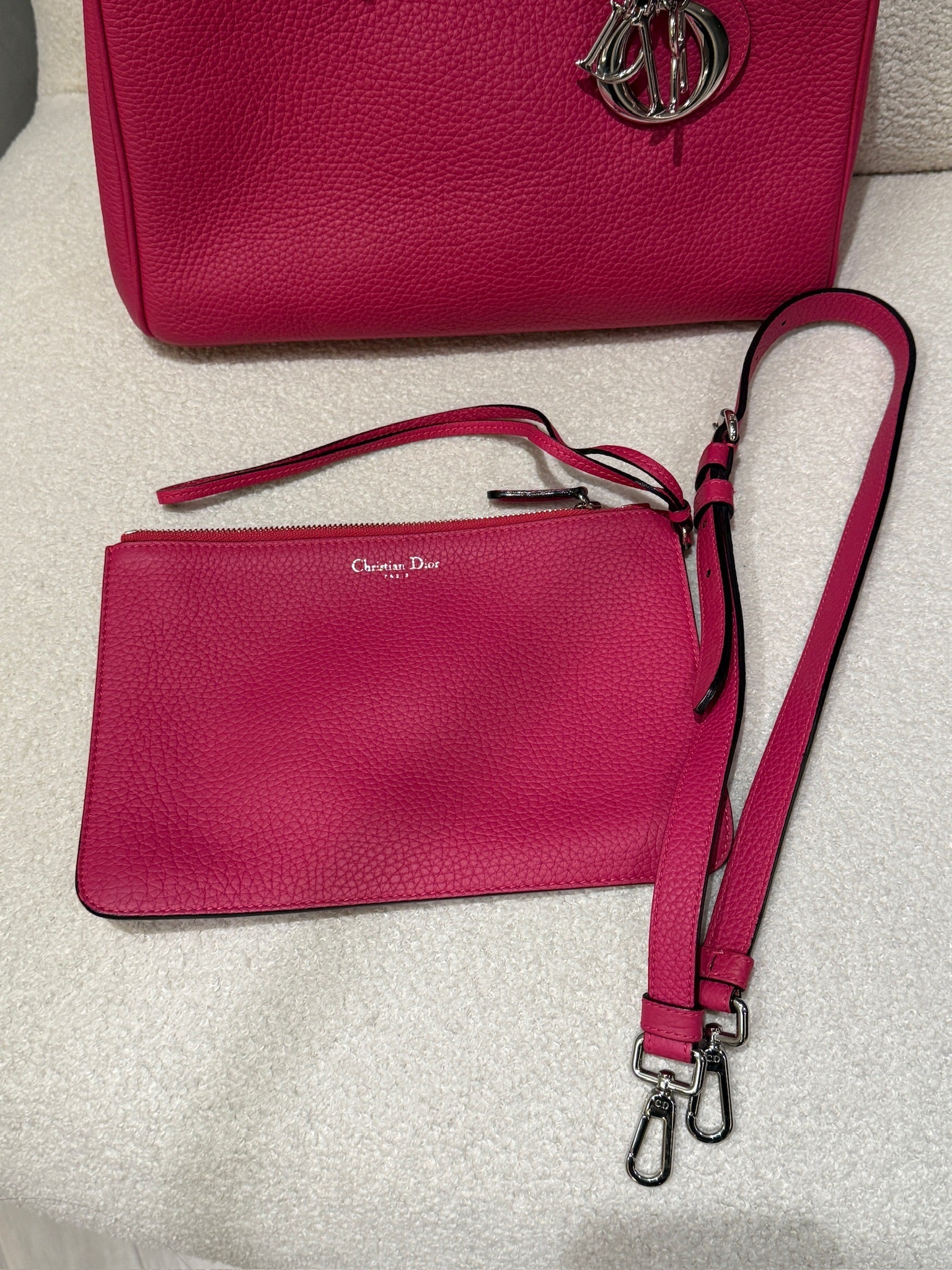 Christian Dior Calfskin Medium Diorissimo Bag Fuchsia