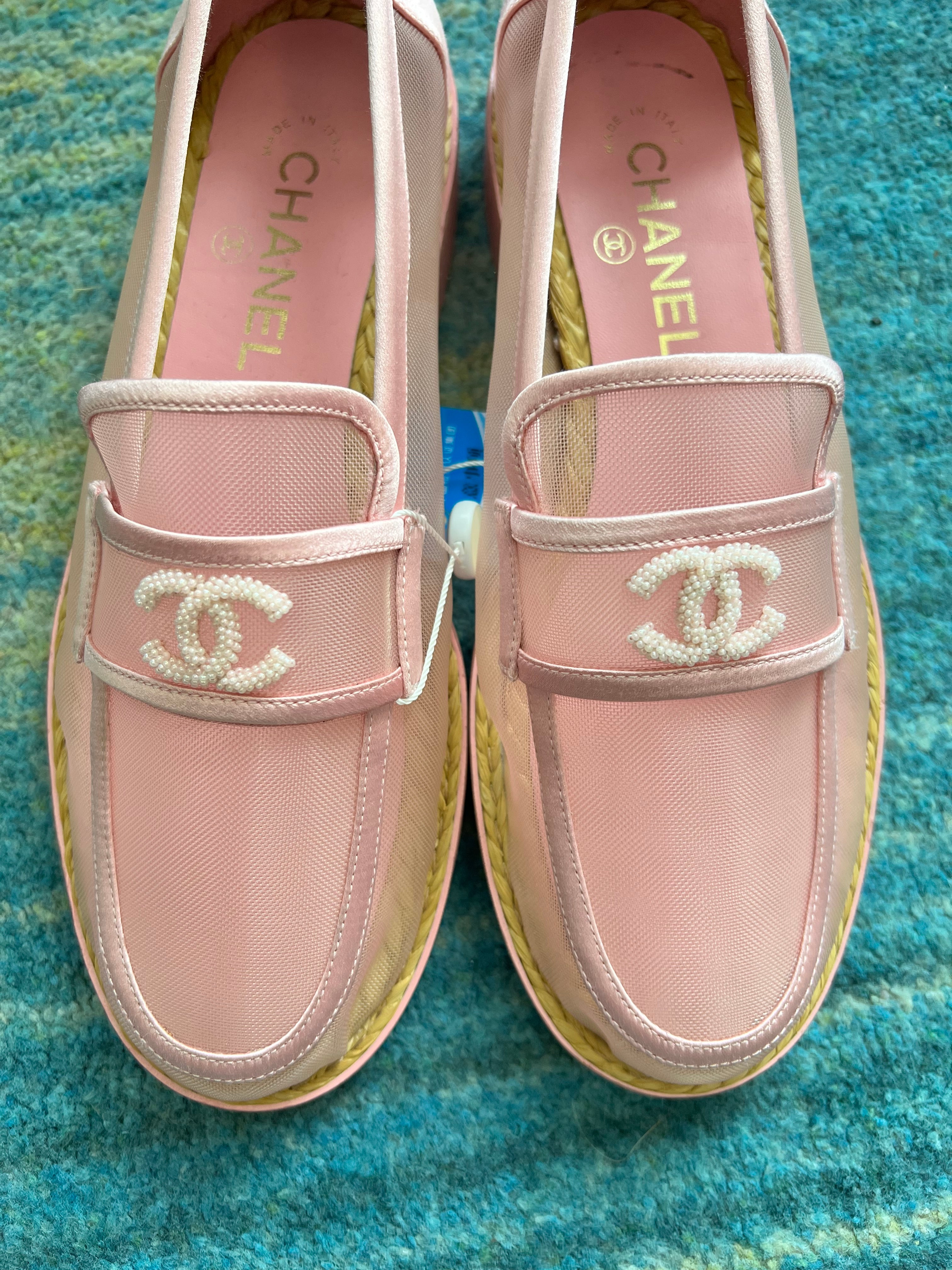 Chanel Baby Pink Mesh Loafers SYC1952