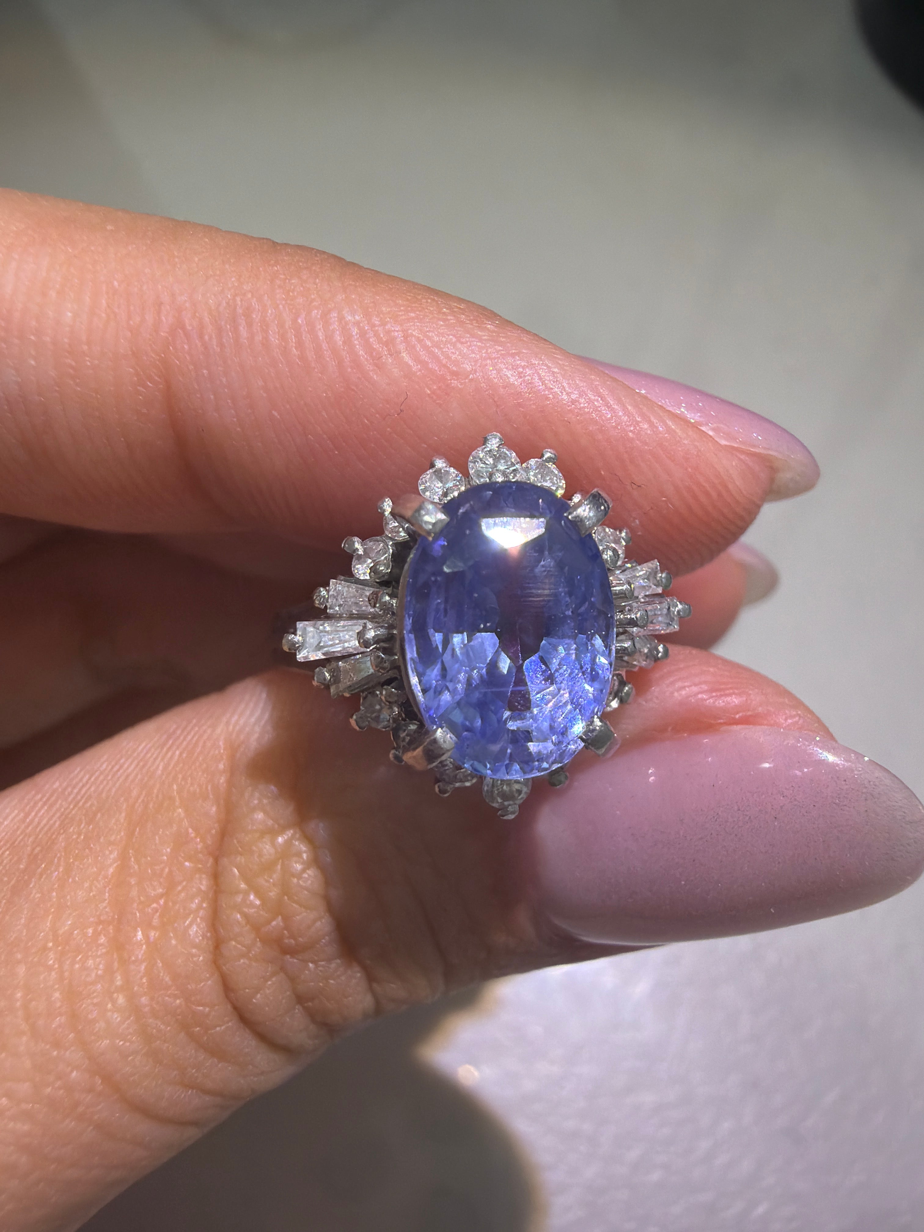 NH Sri Lanka Sapphire Ring in Pt900 / S 3.7ct / D0.48ct 4954 JJC0622