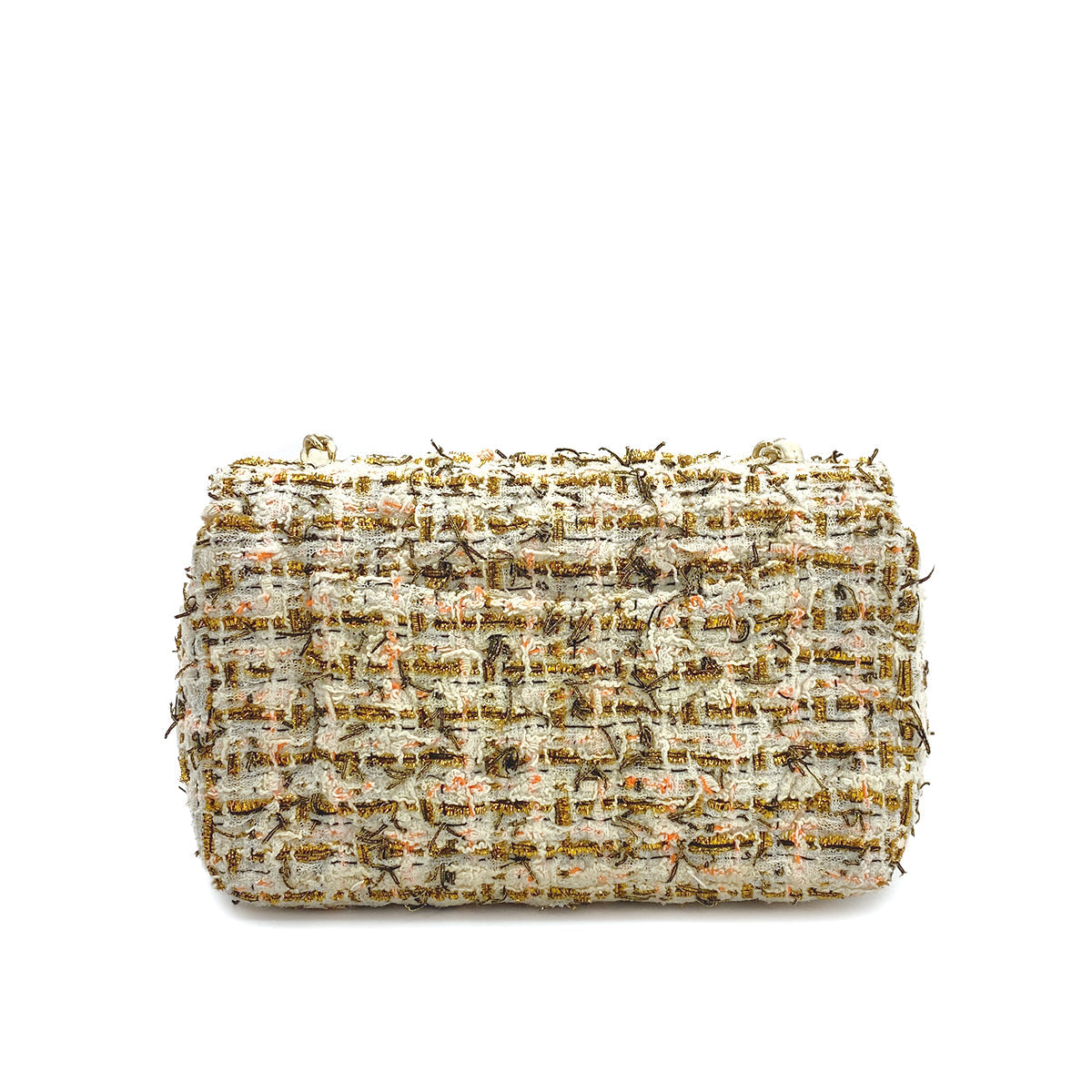 CHANEL MINI MATELASSE CHAIN SHOULDER BAG MULTICOLOR TWEED GOLD HARDWARE 90311834